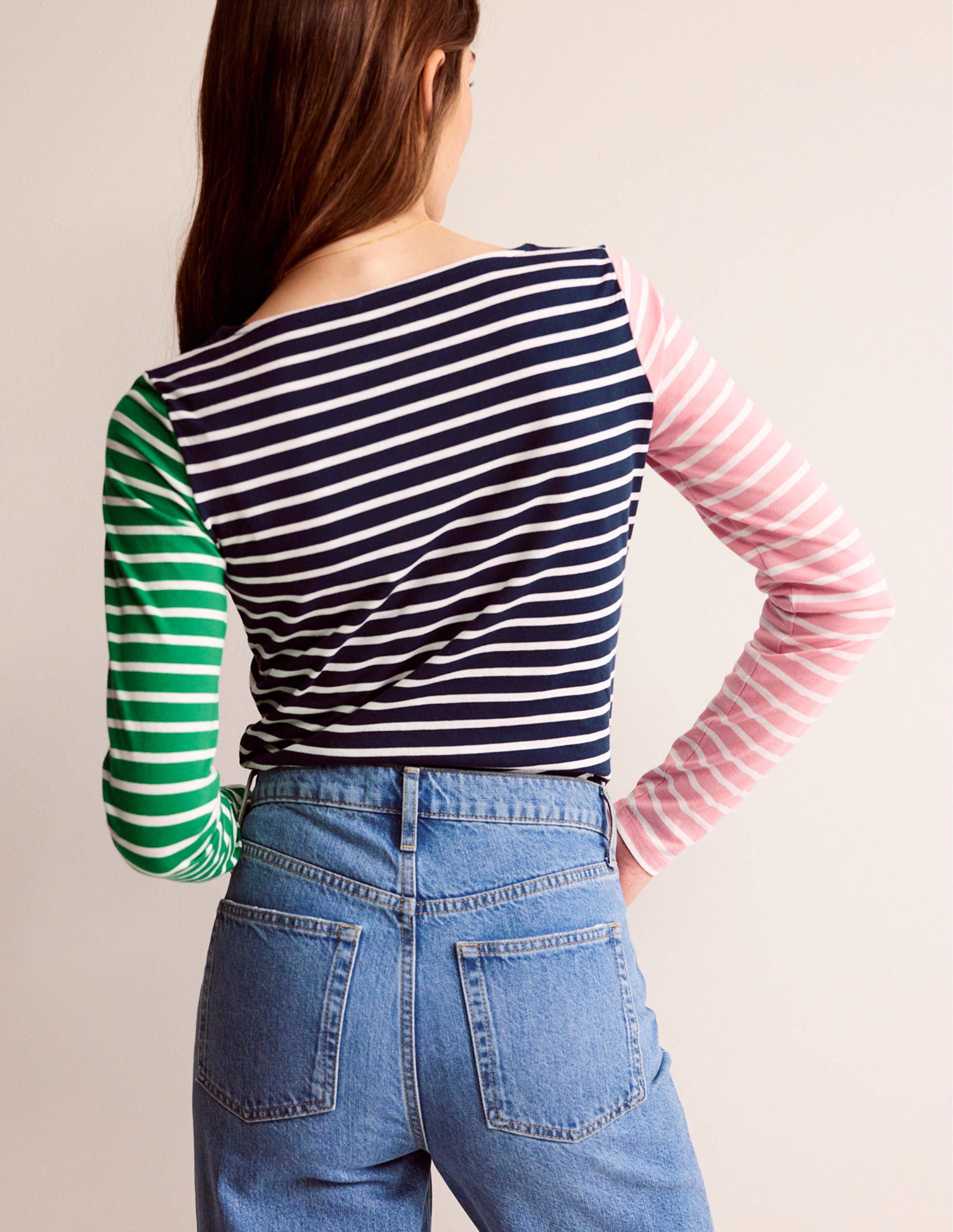  Ella Long Sleeve Breton-Green, Navy Hotch、mySite、ashleygrahame