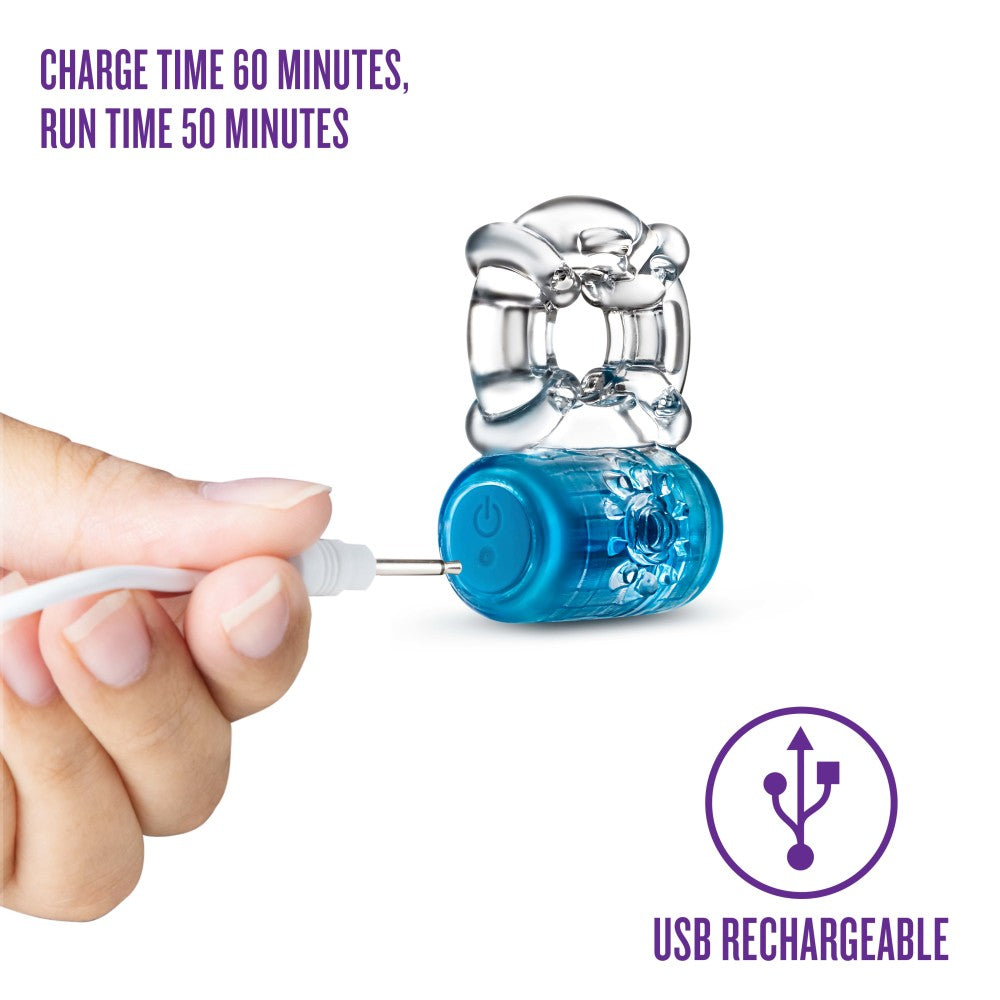 Play With Me By Blush® | Pleaser: Blue Rechargeable Vibrating Penis Ring、mySite、bottomscart