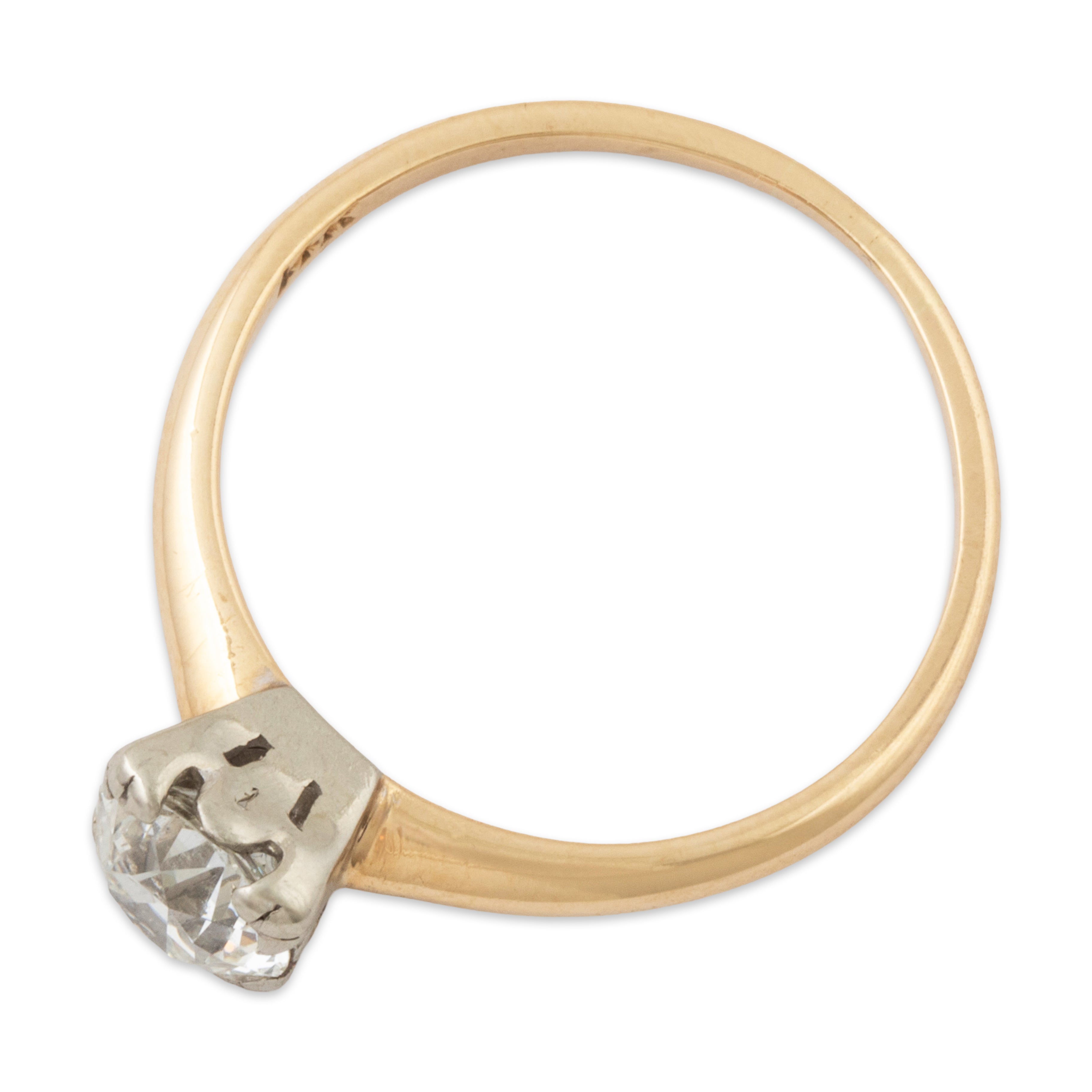 Antique 14k Yellow Gold .9ct Old European Cut Diamond Solitaire Engagement Ring、mySite、hinf8tx79