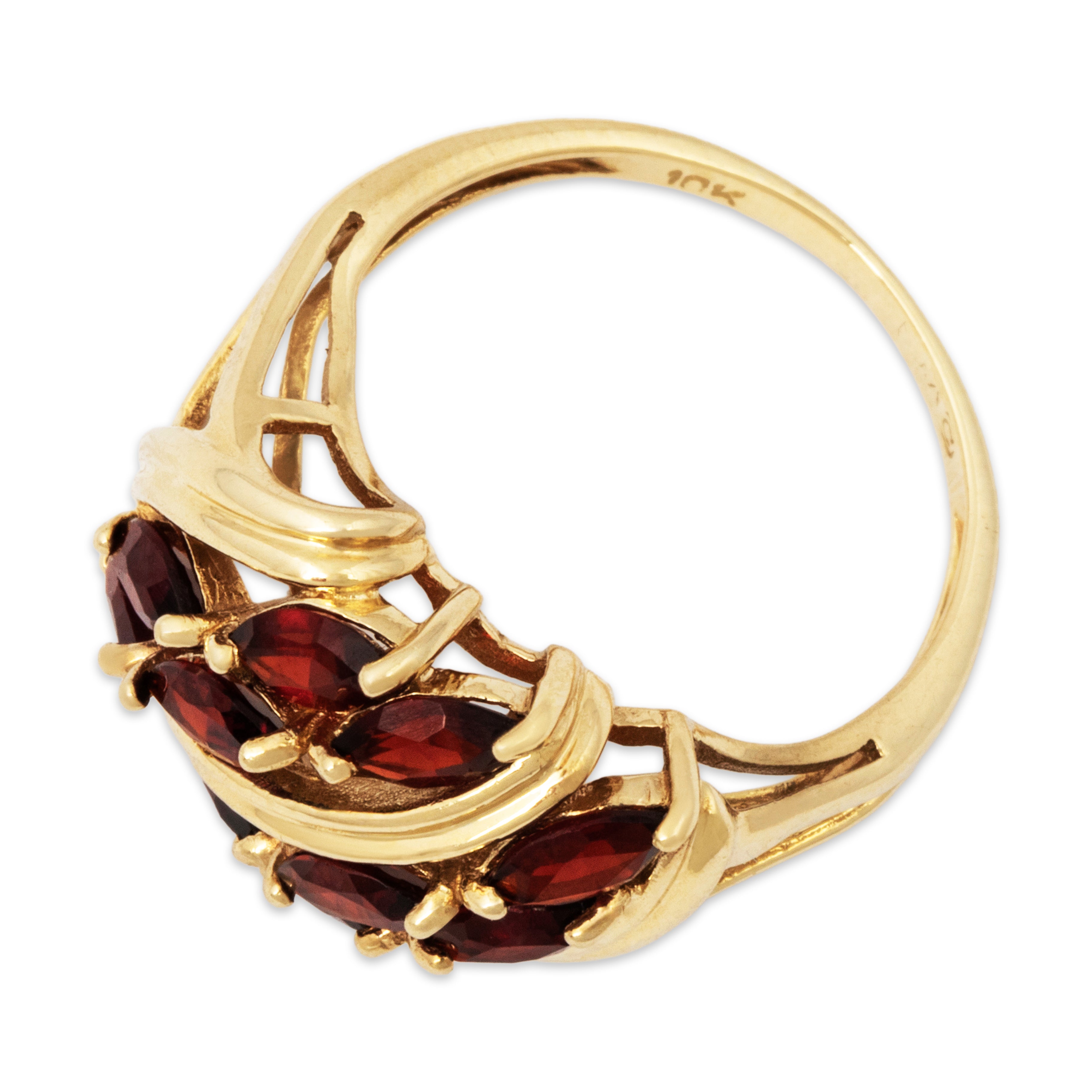 Vintage 10k Yellow Gold 1.5cttw Garnet Marquise Cluster Ring 5.00、mySite、hinf8tx79