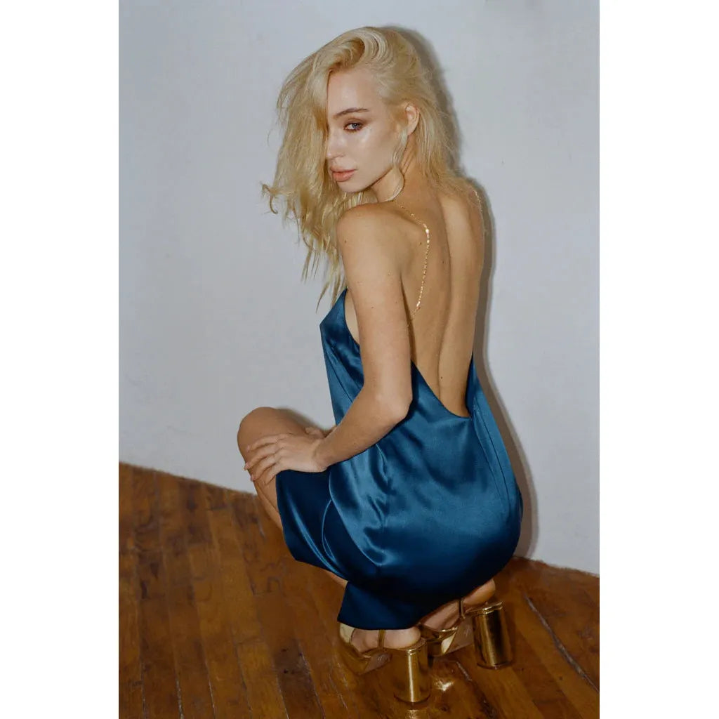  Kat Zarra Silk Cami Dress - Turquoise、mySite、justintrudeaud