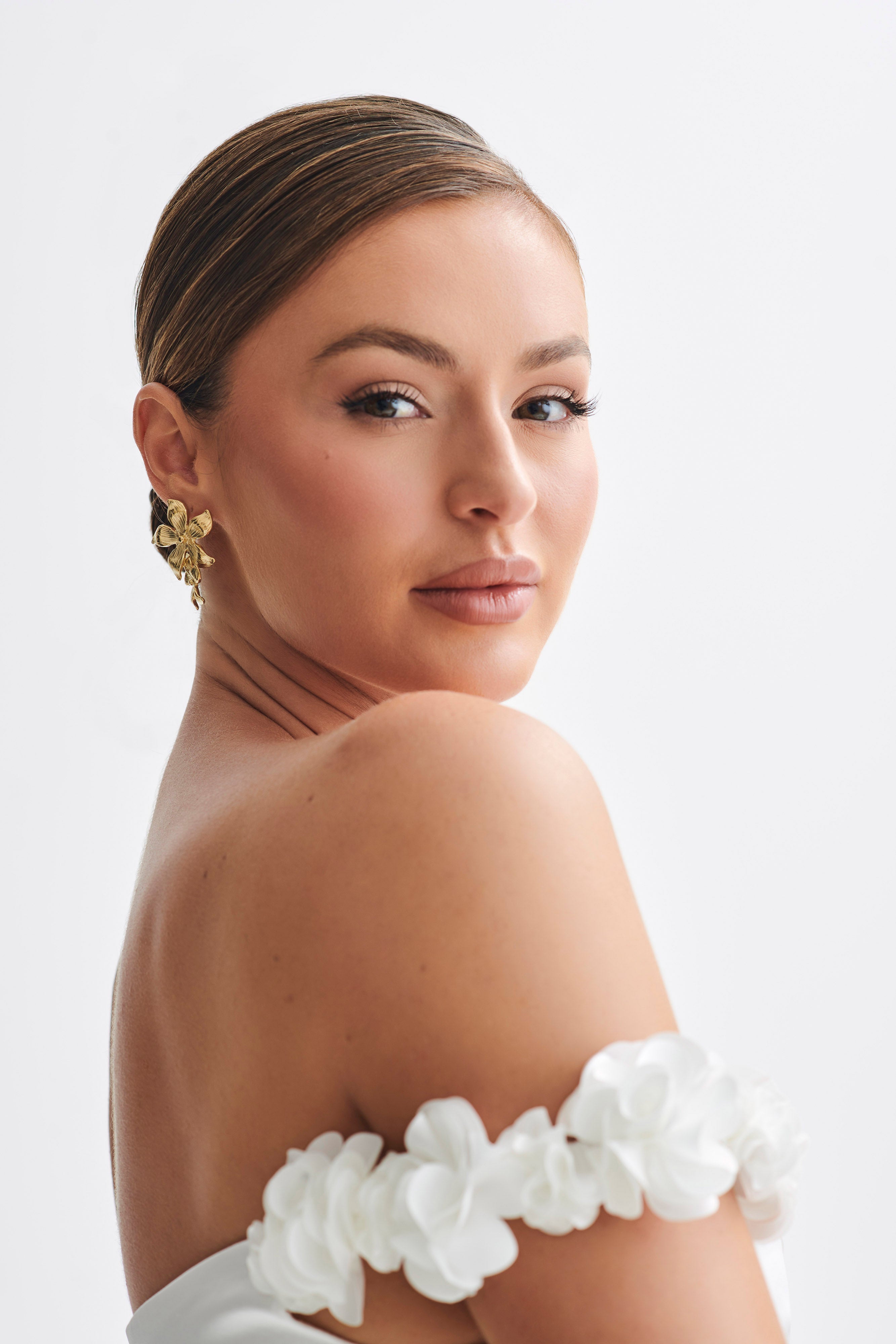 Infatuated Drop Flower Earrings - Gold、mySite、solidvoid