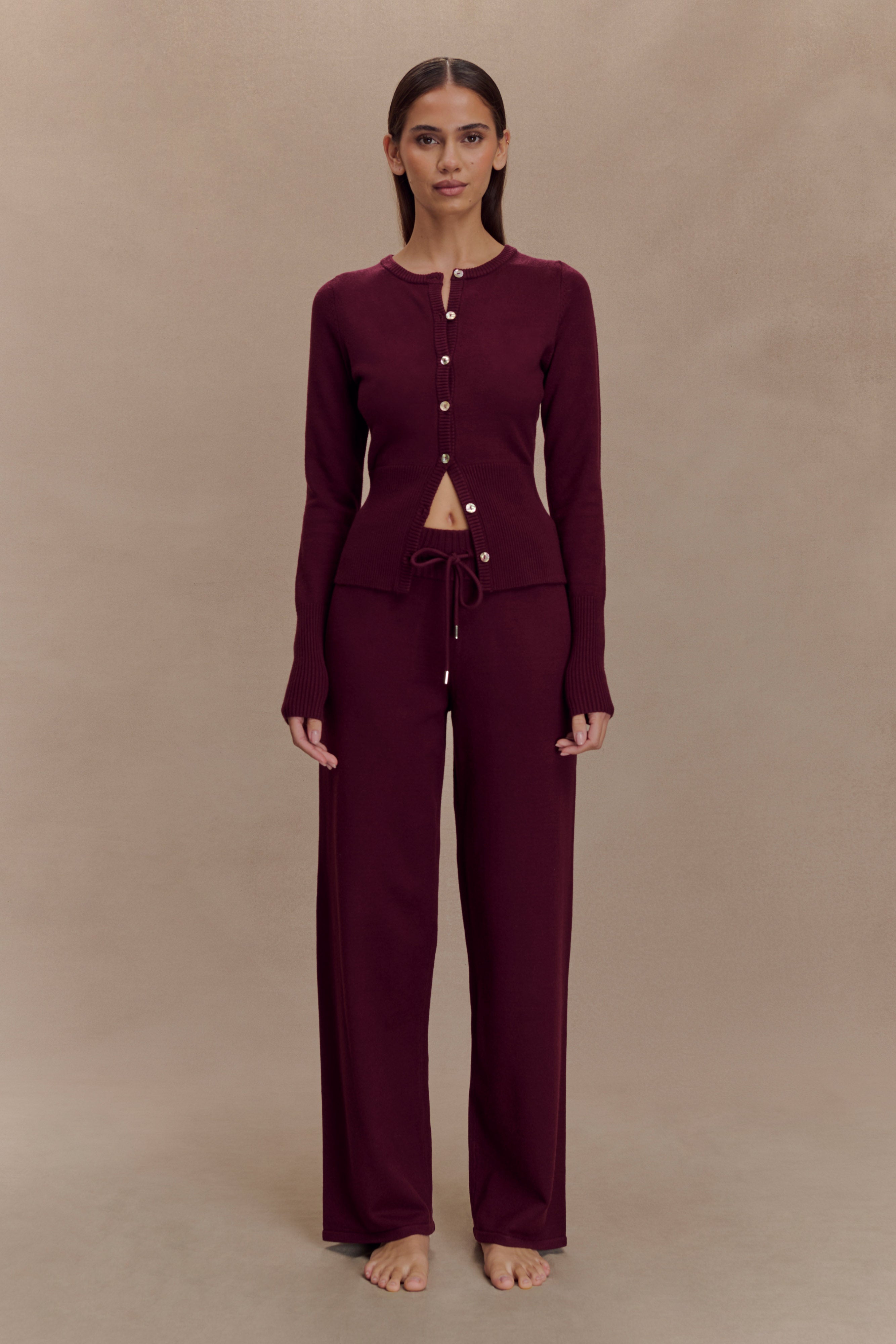 Natalya Knit Wide Leg Pants - Merlot、mySite、solidvoid