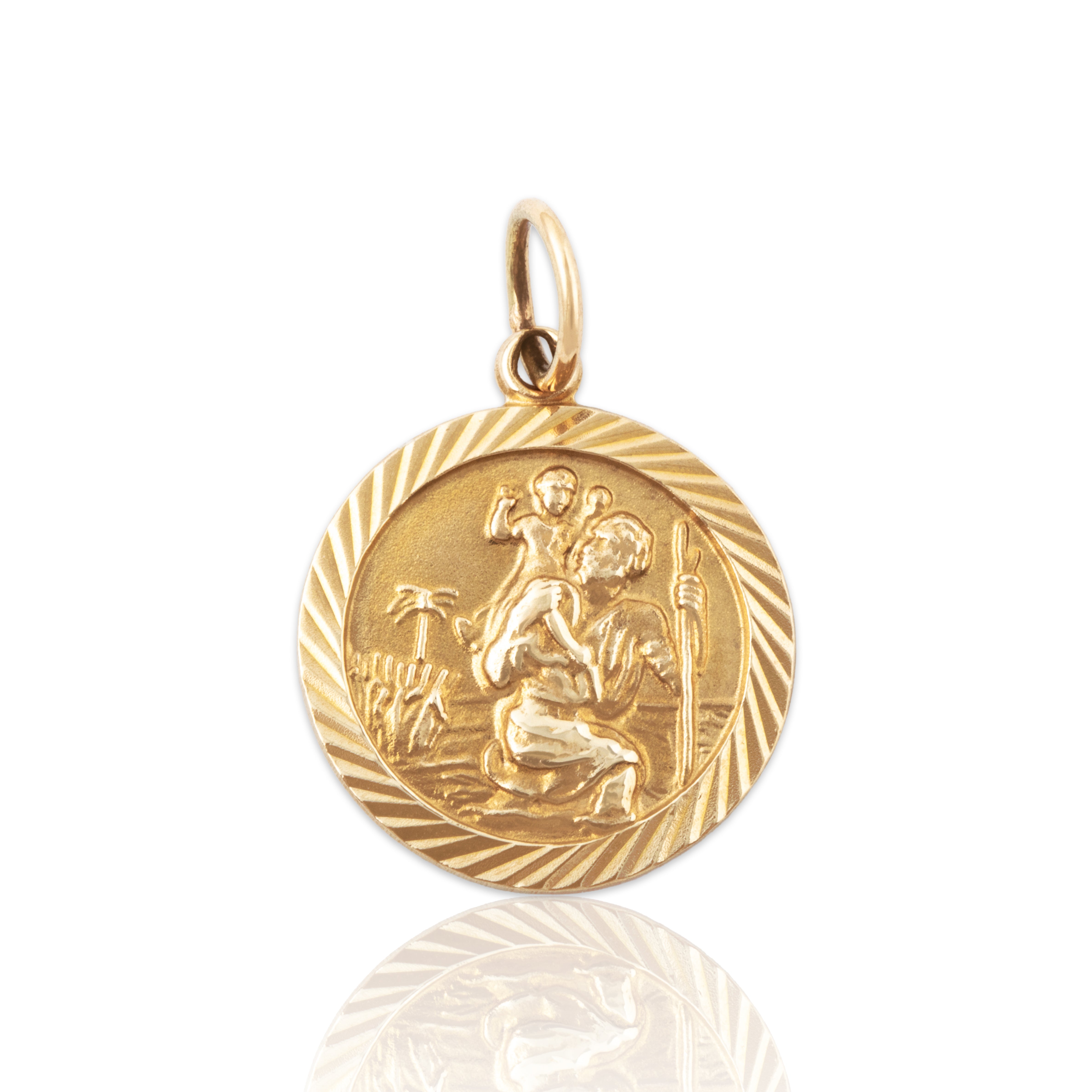 Vintage English 9k Yellow Gold St. Christopher Medallion Charm / Pendant、mySite、hinf8tx79