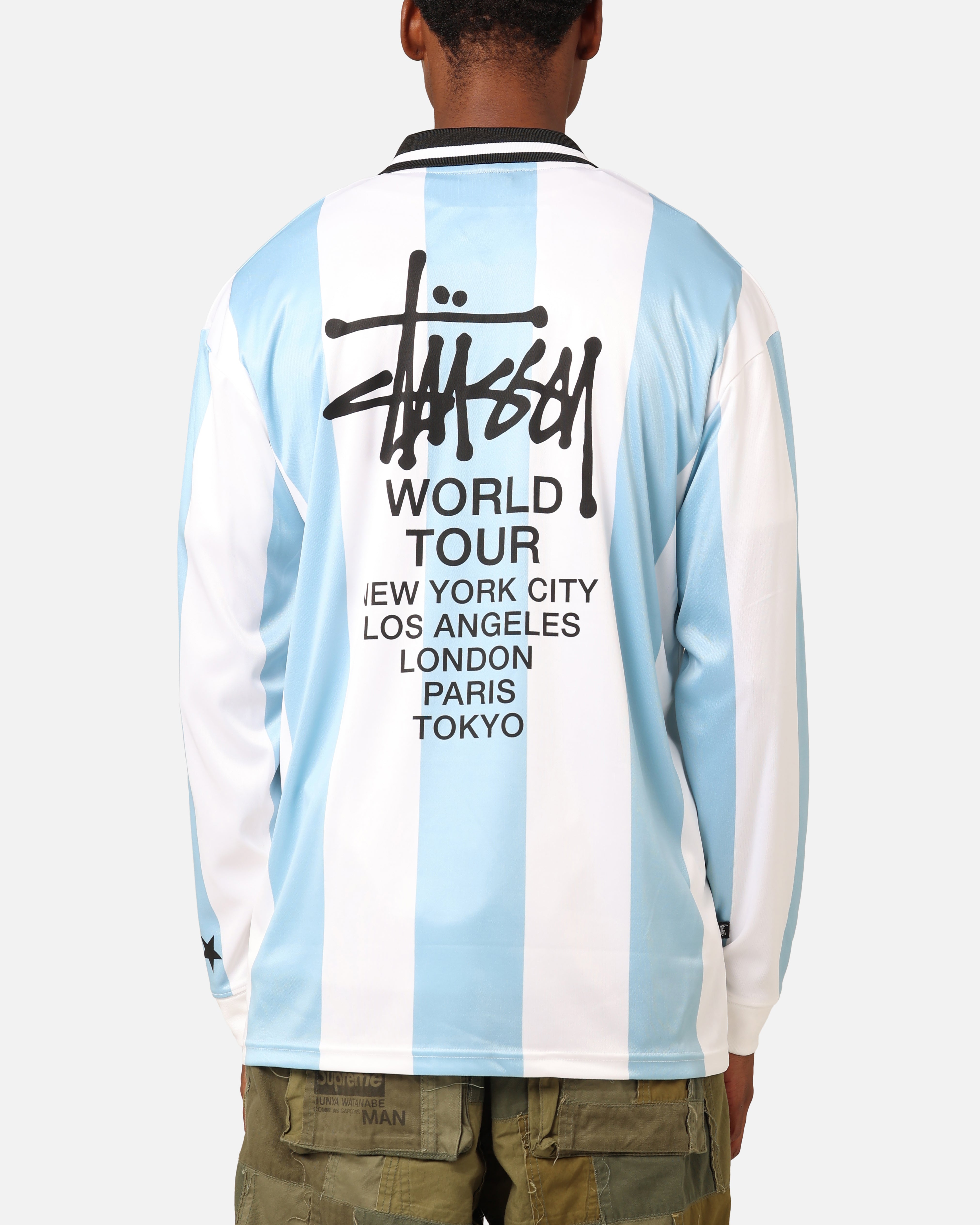 Stüssy Football Polo Long Sleeve T-Shirt Blue/White、mySite、zt4zffjzw