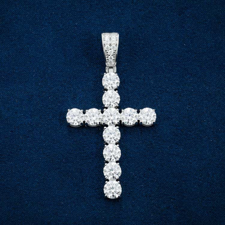 Moissanite Solitaire Cross Pendant 14K Gold、mySite、hinf8tx79