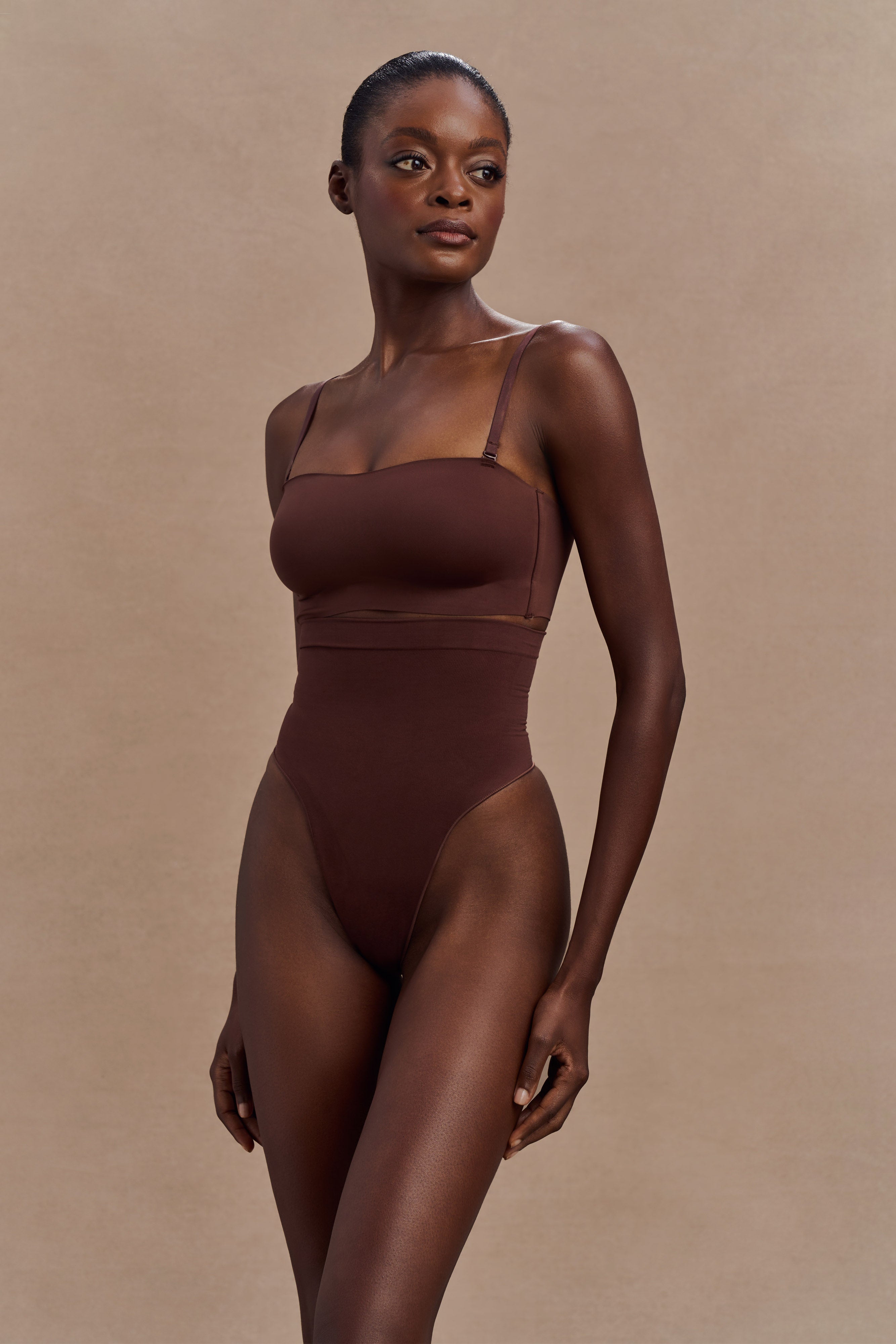 Saria High Waist Shapewear Briefs - Espresso、mySite、solidvoid