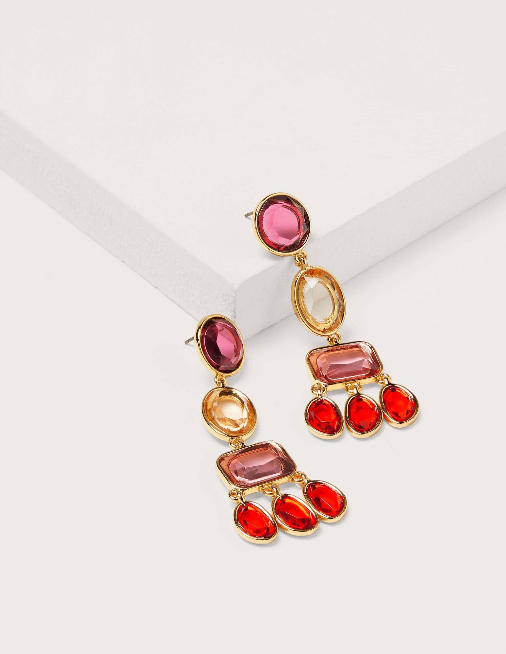  Jewelled Chandelier Earrings-Red Multi、mySite、ashleygrahame