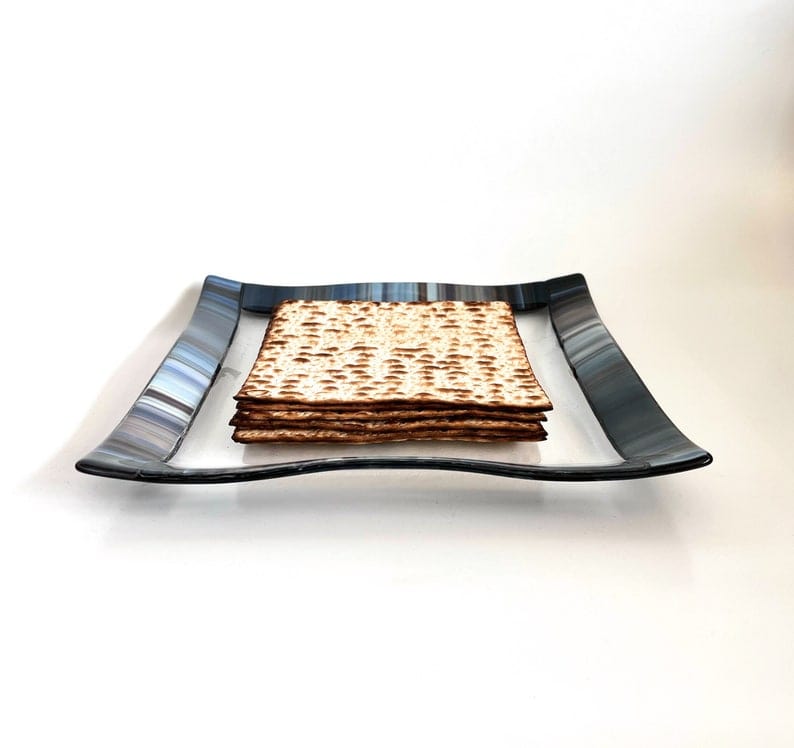 Fused Glass Matzah Tray - Gray and Blue、mySite、topwebapps