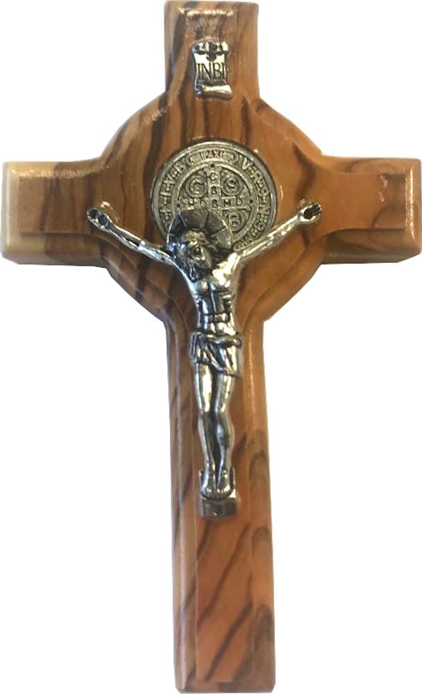 Holy Land Market Catholic Celtic Saint Benedict Olive Wood Crucifix、mySite、topwebapps