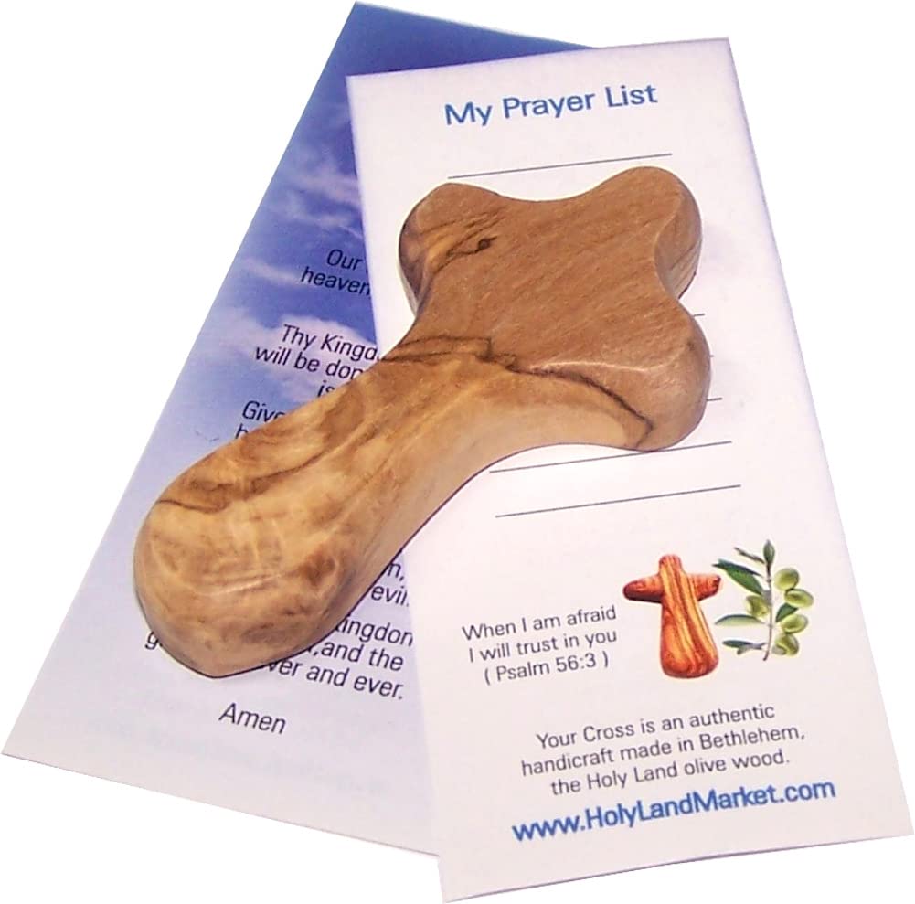Holy Land Market 50 Small Olive Wood Pocket/Holding Crosses - 2.75 Inches each with Certificate from Bethlehem、mySite、topwebapps