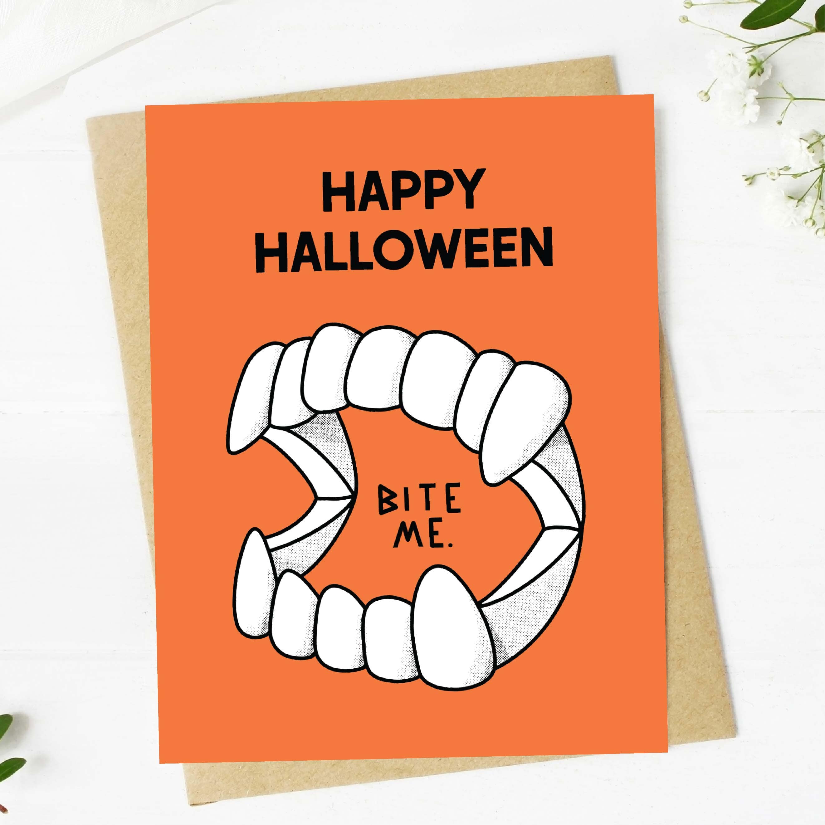  Happy Halloween, Bite Me Greeting Card、mySite、elrpsem3k