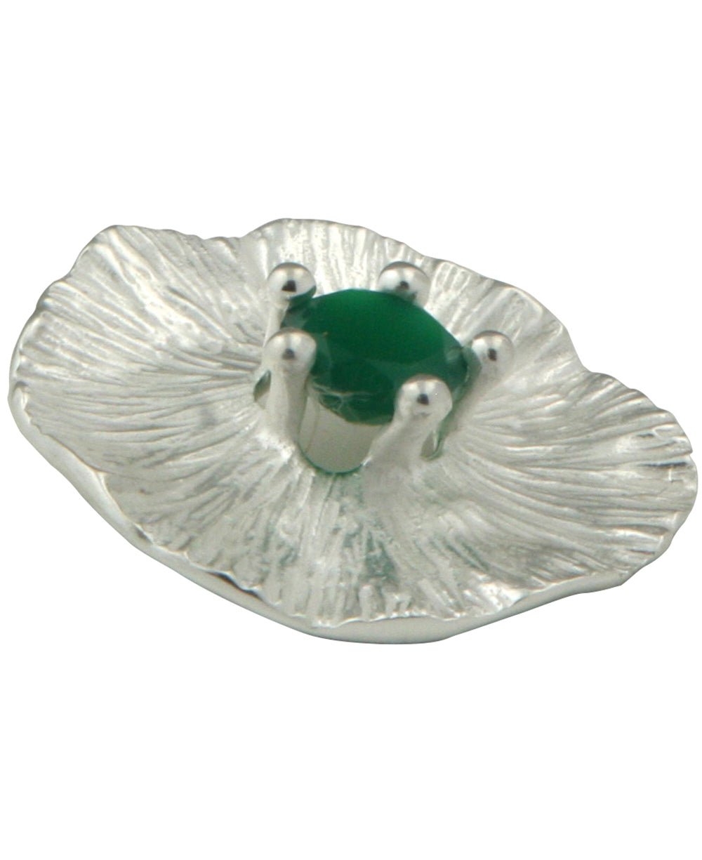Sterling Silver Lotus Pad Pendant with Green Onyx、mySite、topwebapps