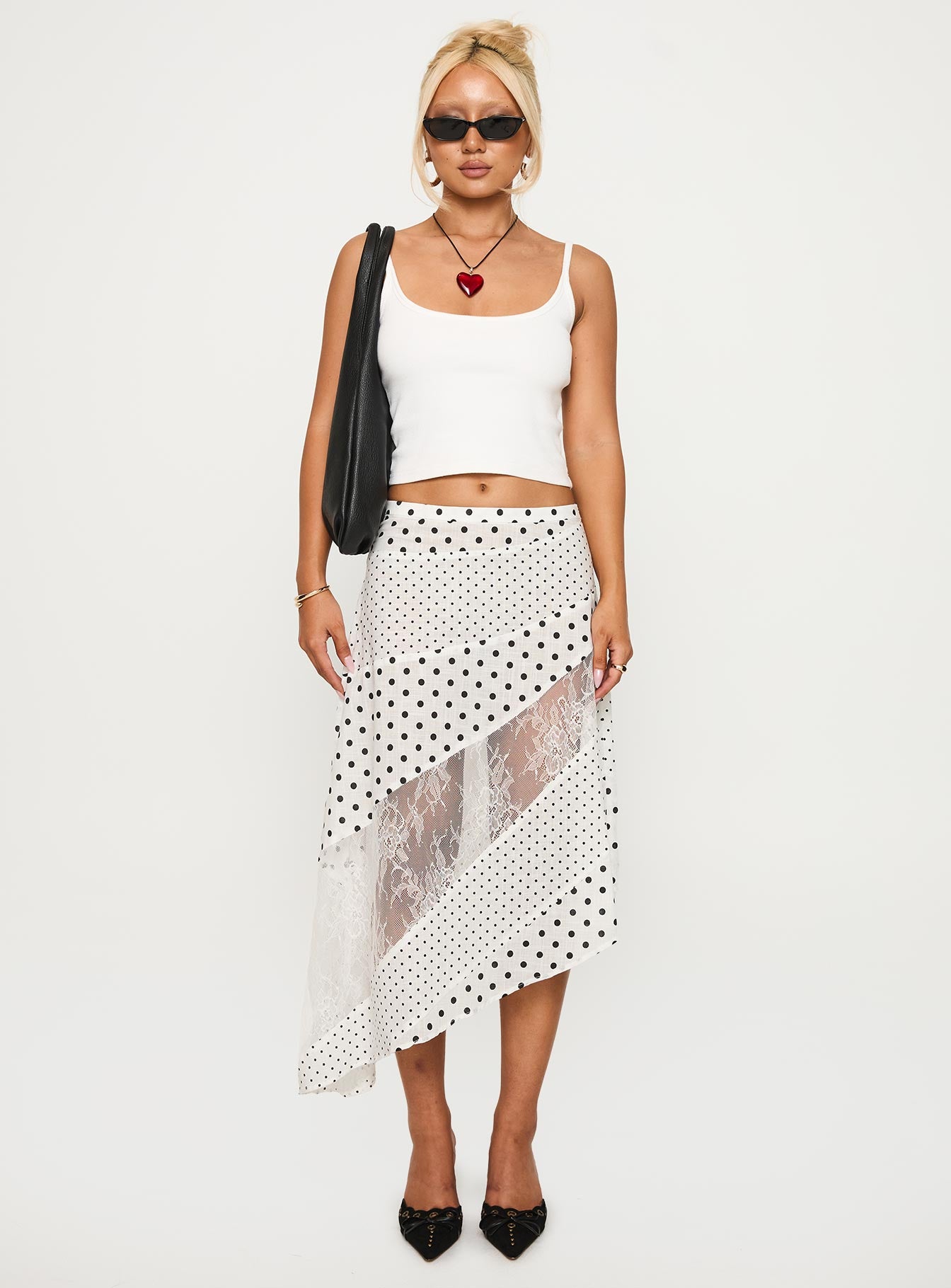 Rennar Maxi Skirt White / Polka Dot、mySite、solidvoid