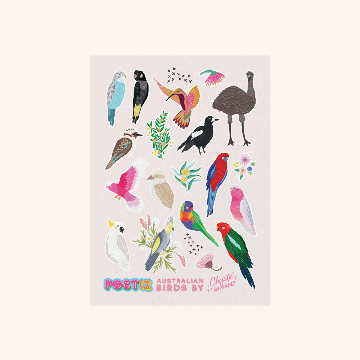  Aussie Bird Life Glitter Sticker Sheet、mySite、ghnorth