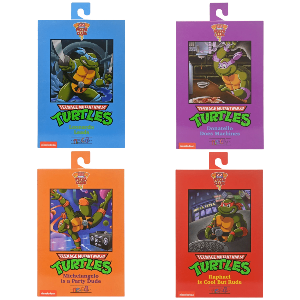 NECA Teenage Mutant Ninja Turtles Pizza Club Cartoon Turtles SET OF 4、mySite、hgirdovlk