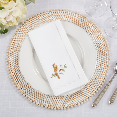  Embroidered Bird Hemstitch Napkin 6 Pack、mySite、elrpsem3k