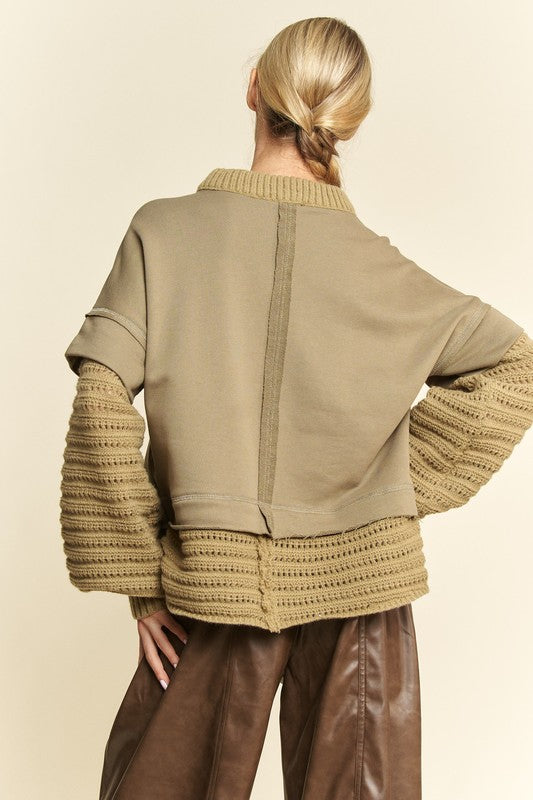  Davi & Dani Faux Layered Round Neck Sweater、mySite、justintrudeaud