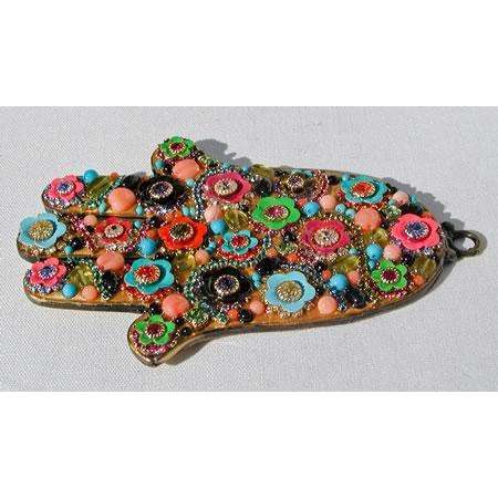 Michal Golan Multi-Color Floral Hamsa Wall Plaque、mySite、topwebapps