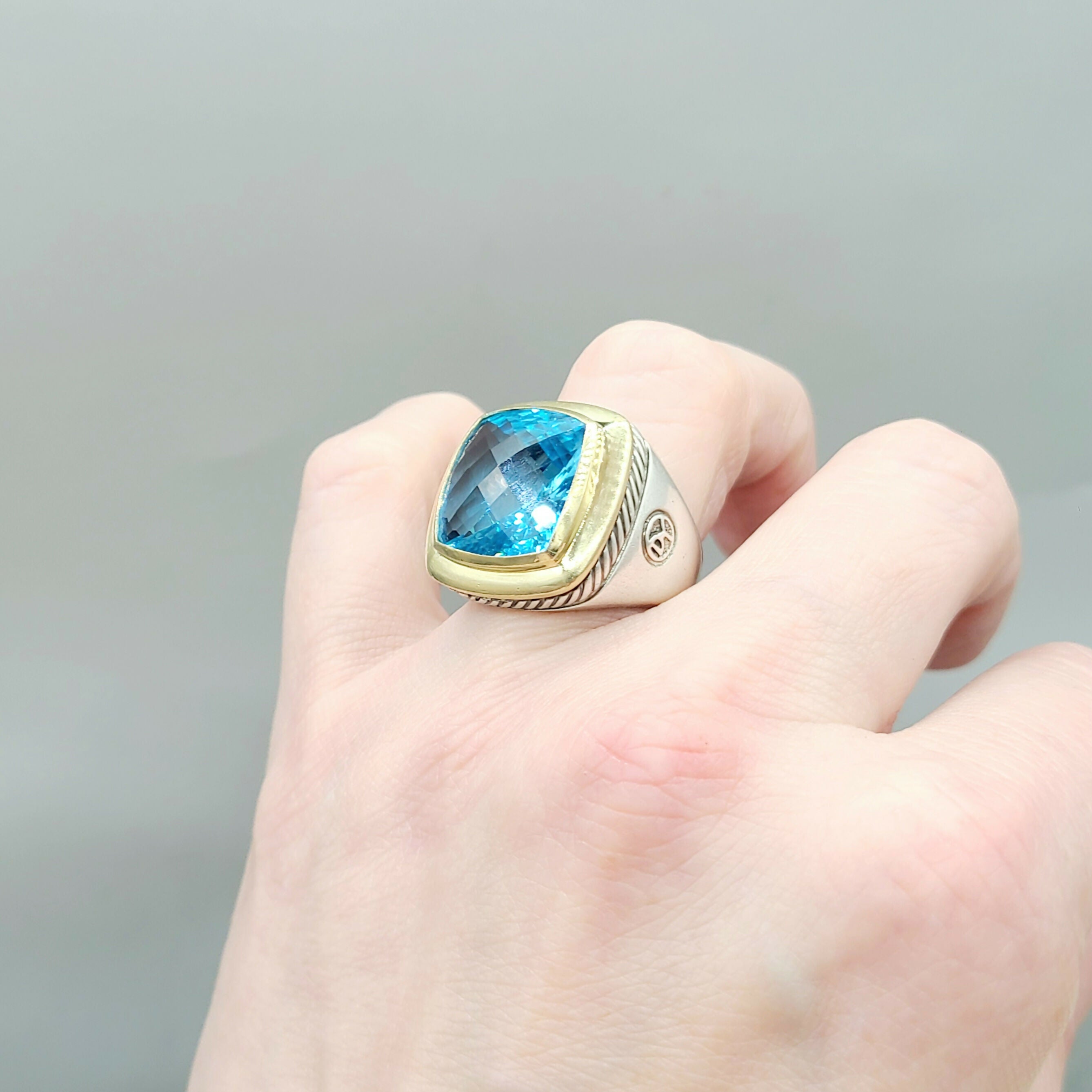 David Yurman Albion Ring 15mm Blue Topaz & Gold、mySite、hinf8tx79