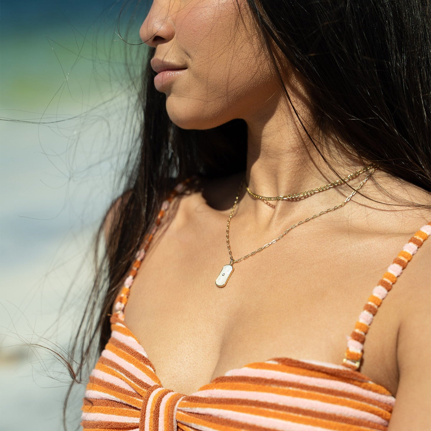 18K Gold PVD Stainless Steel Figaro Chain Necklace / CHN9600、mySite、dreamappss