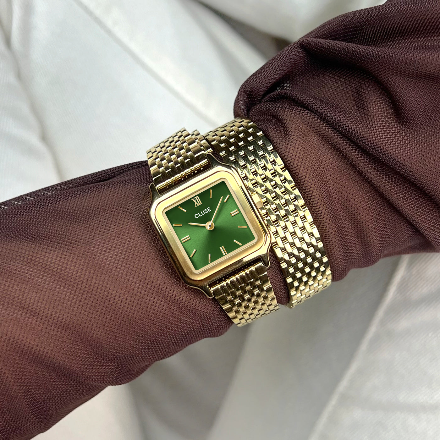 Gracieuse Petite Watch Double Steel, Forest Green, Gold Colour、mySite、botmansion