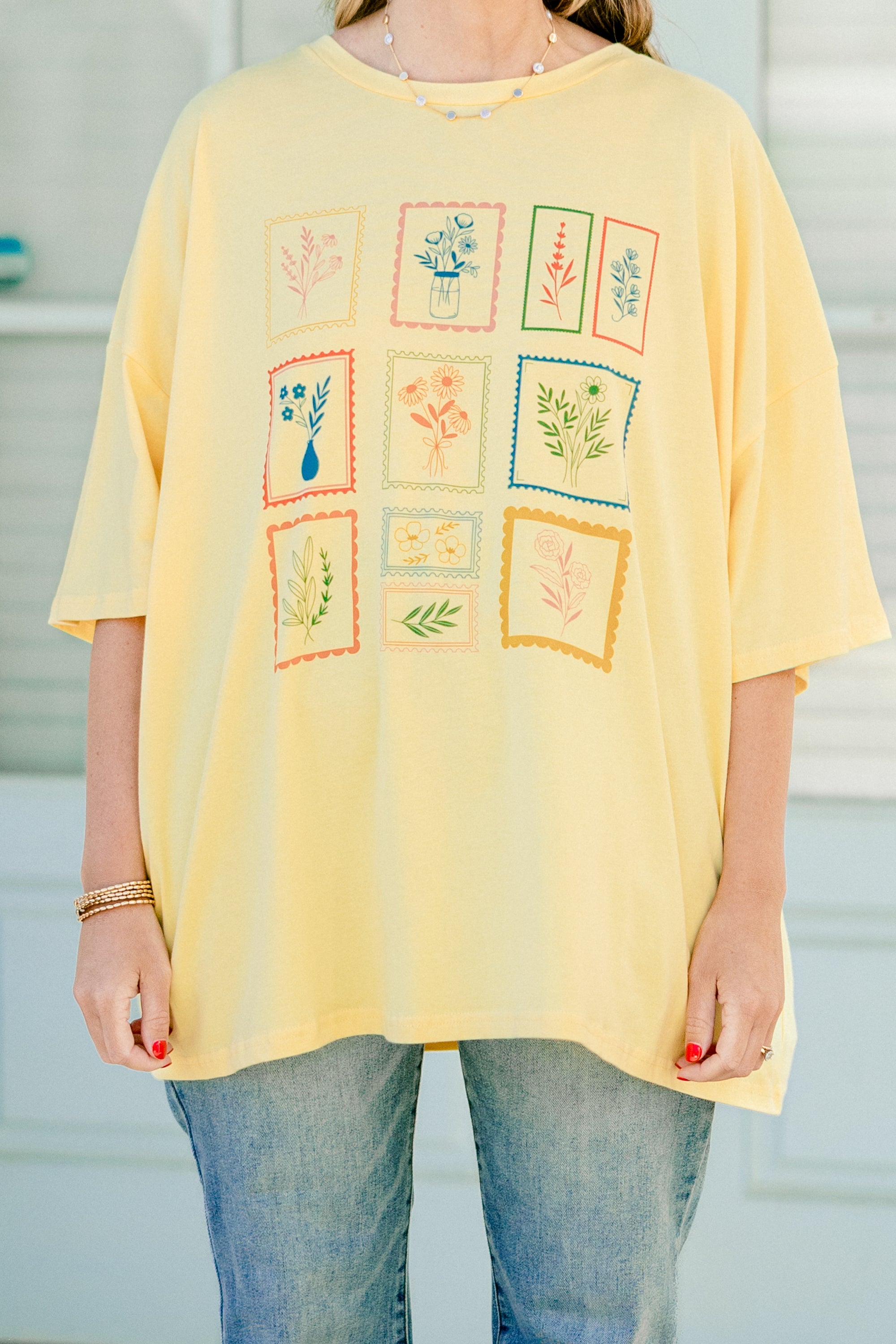  Floral Postage Boyfriend Tee, Butter Yellow、mySite、justintrudeaud
