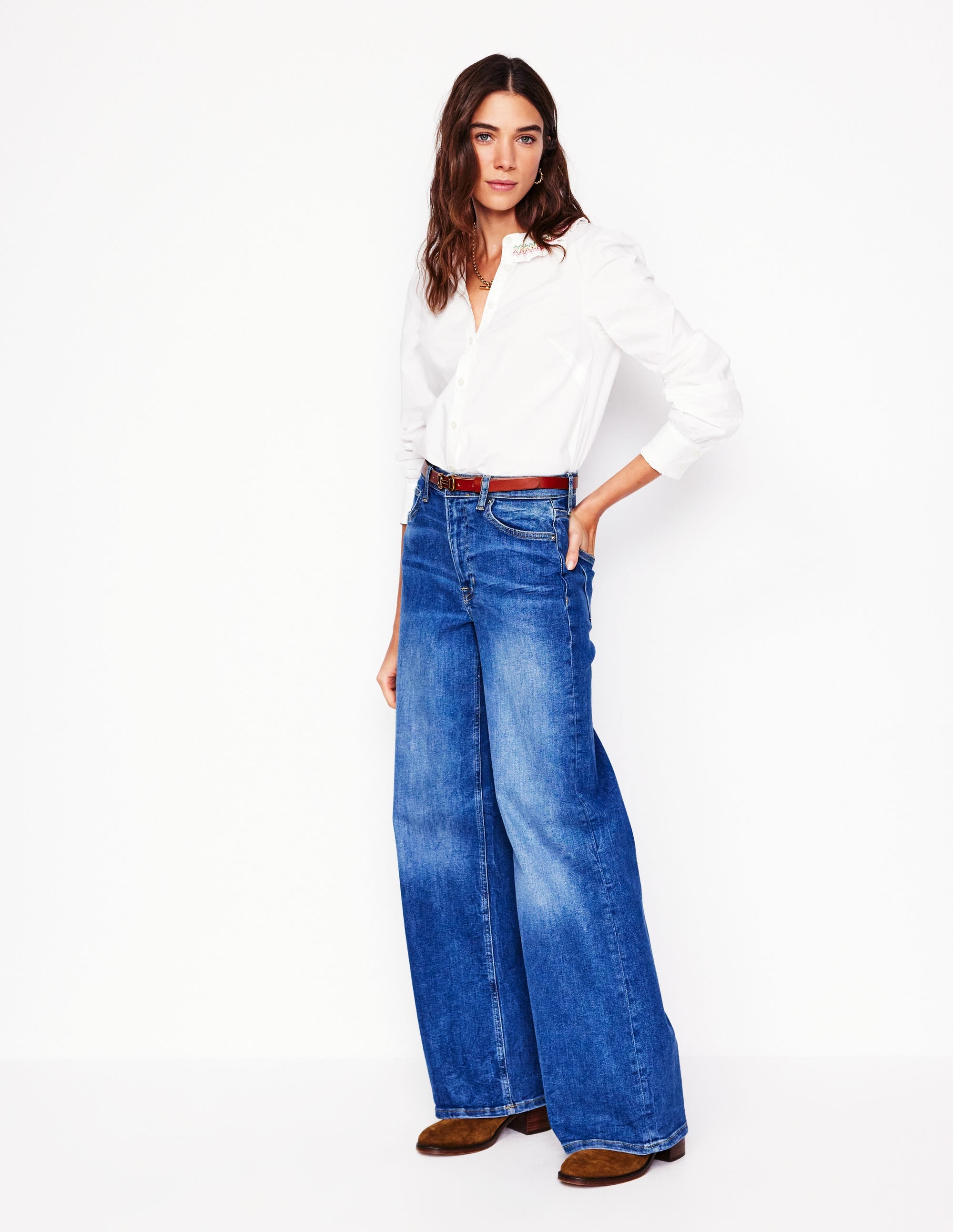  Smocked Neck Shirt-White, Multi Stitching、mySite、ashleygrahame