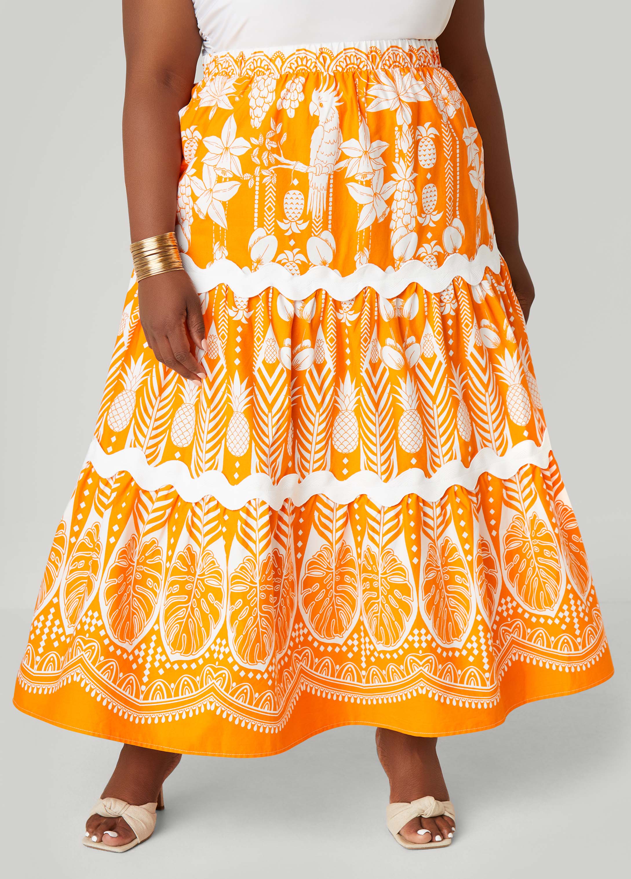 Ricrac Trimmed Floral Maxi Skirt、mySite、bengalsvssteelers