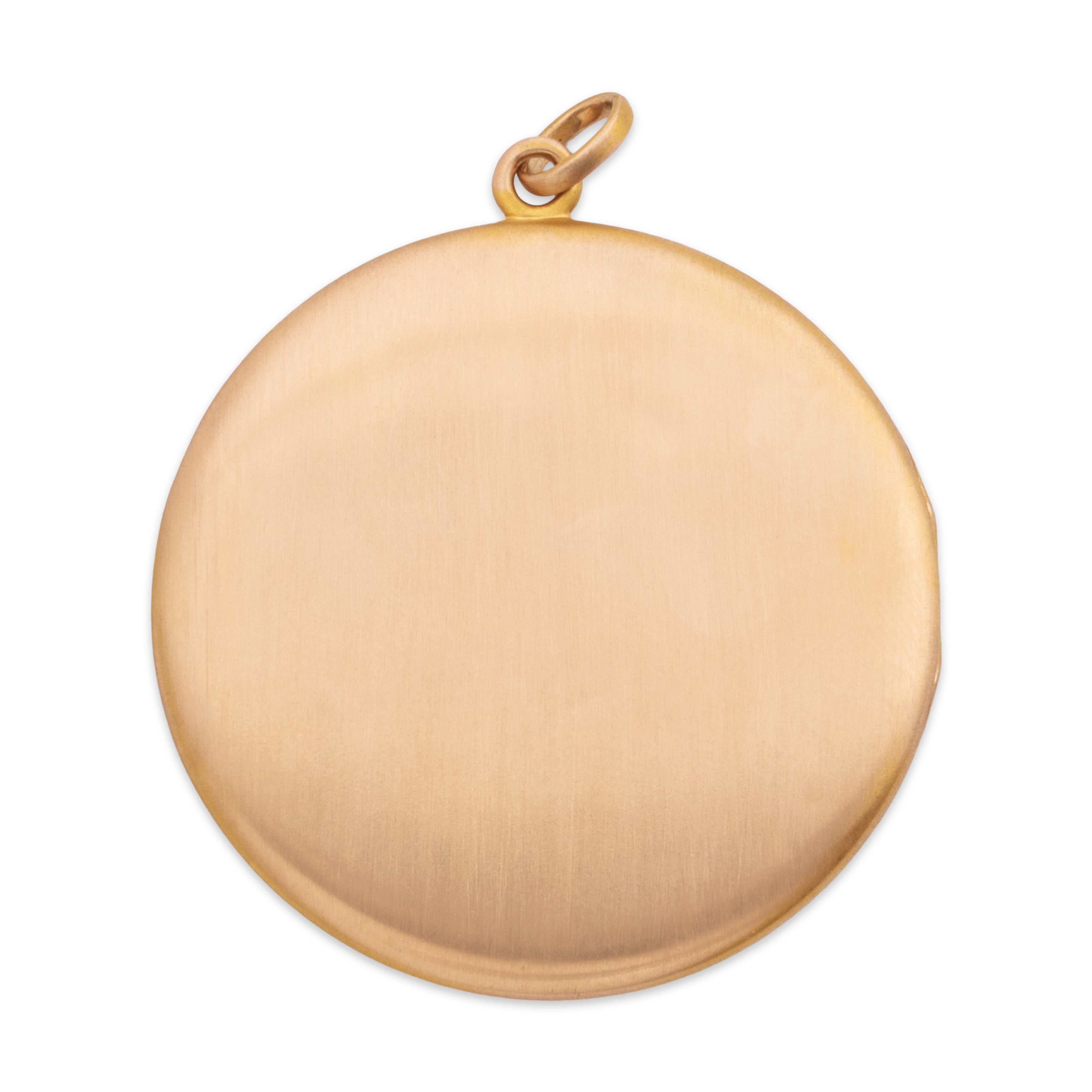 Antique Oversized 14k Yellow Gold Old Mine Diamond Brushed Finish Locket Pendant、mySite、hinf8tx79