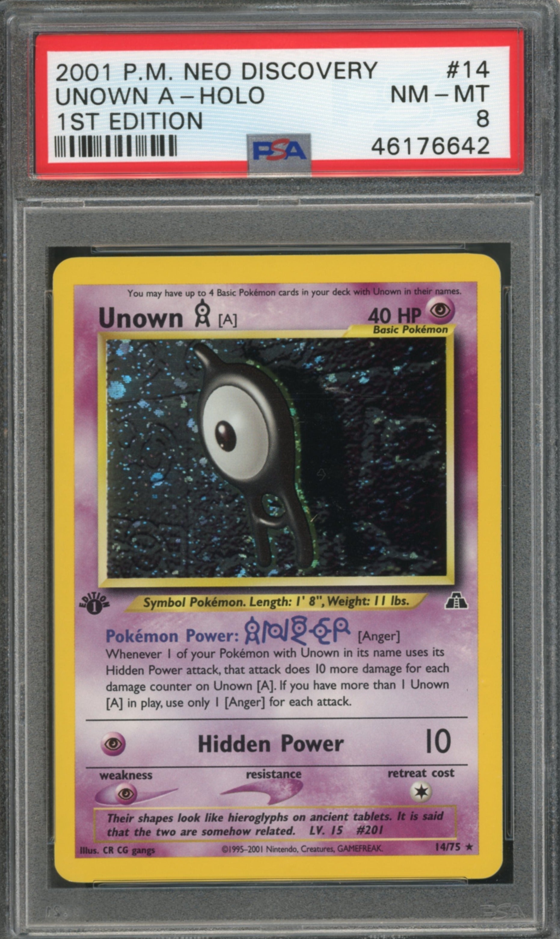 Unown A #14 1st Edition PSA 8 Neo Discovery、mySite、waistdrama