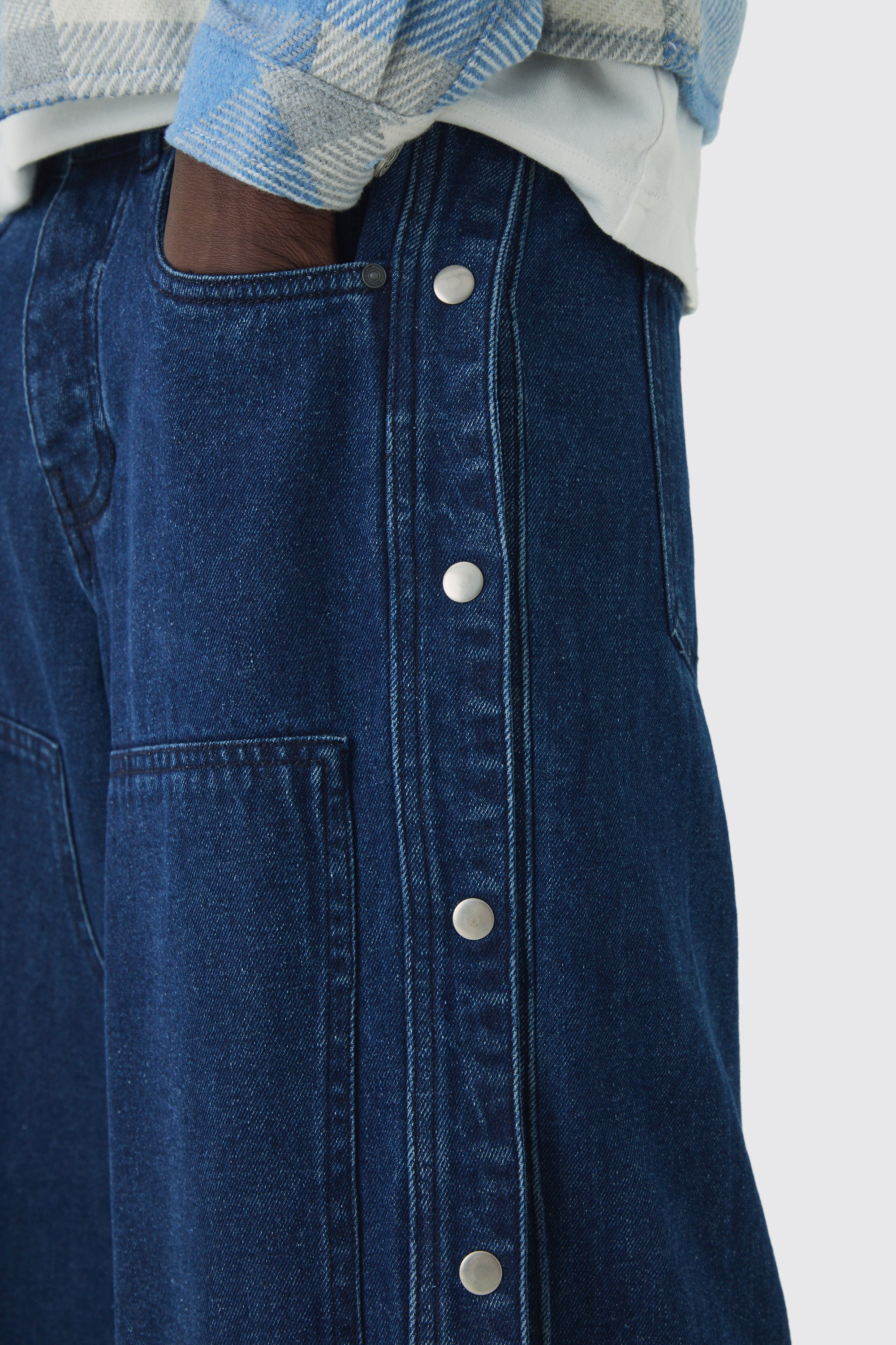  Boohooman Extreme Baggy Rigid Double Layered Jeans Mid Blue、mySite、justintrudeaud