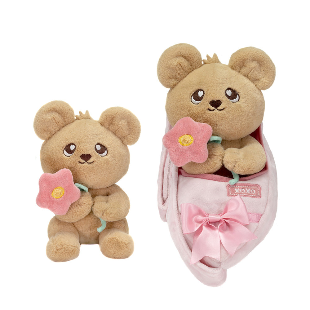 SWADDLE BABIES - 8.5IN BEAR HOLDING FLOWER IN SLING、mySite、g9winljtr