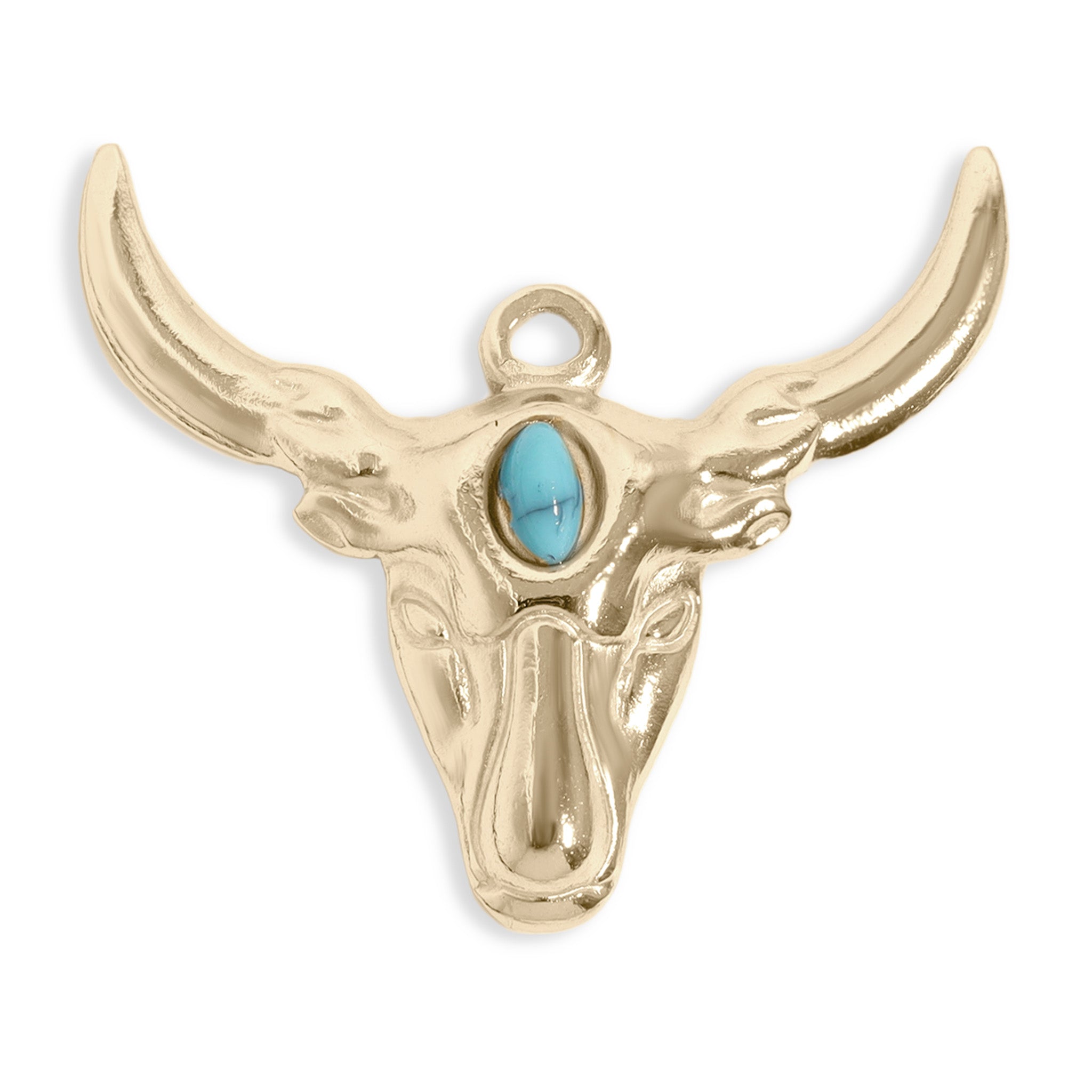 18K Gold PVD Stainless Steel Longhorn with Turquoise Charm / PDL0188、mySite、dreamappss