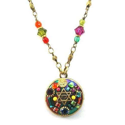 Michal Golan Multi Bright Mosaic Star of David Disk Necklace、mySite、topwebapps