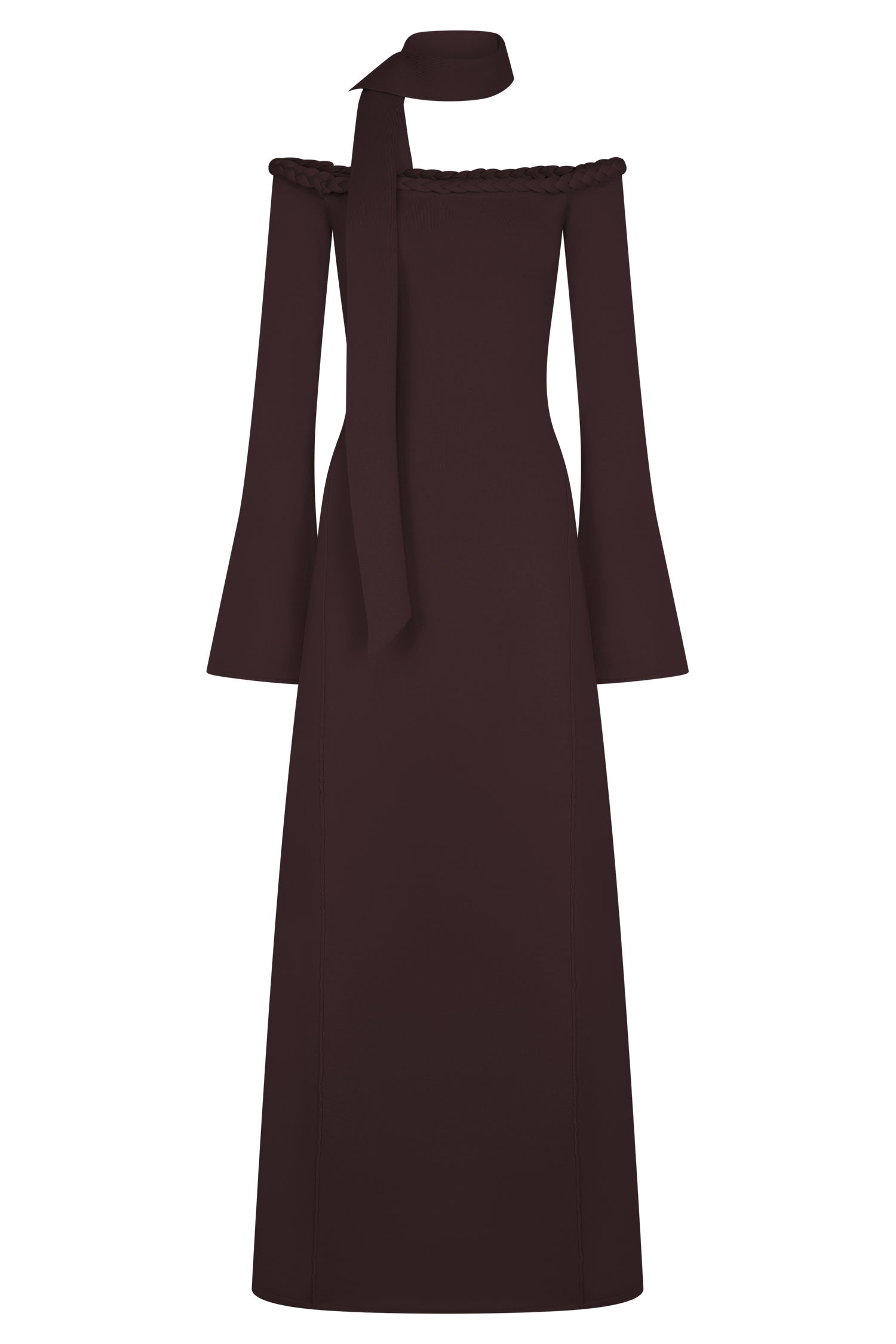 Heidi Strapless Knit Scarf Maxi Dress - Dark Chocolate、mySite、solidvoid