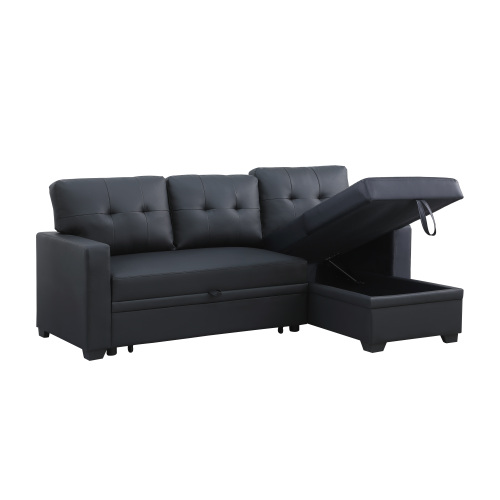 Upholstered Pull out Sectional Sofa with Chaise、、casual
