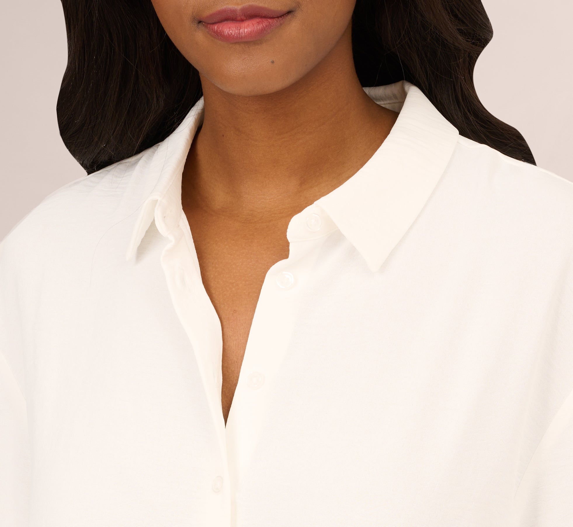 Long Sleeve Button Front Airflow Blouse In Ivory、mySite、solidvoid