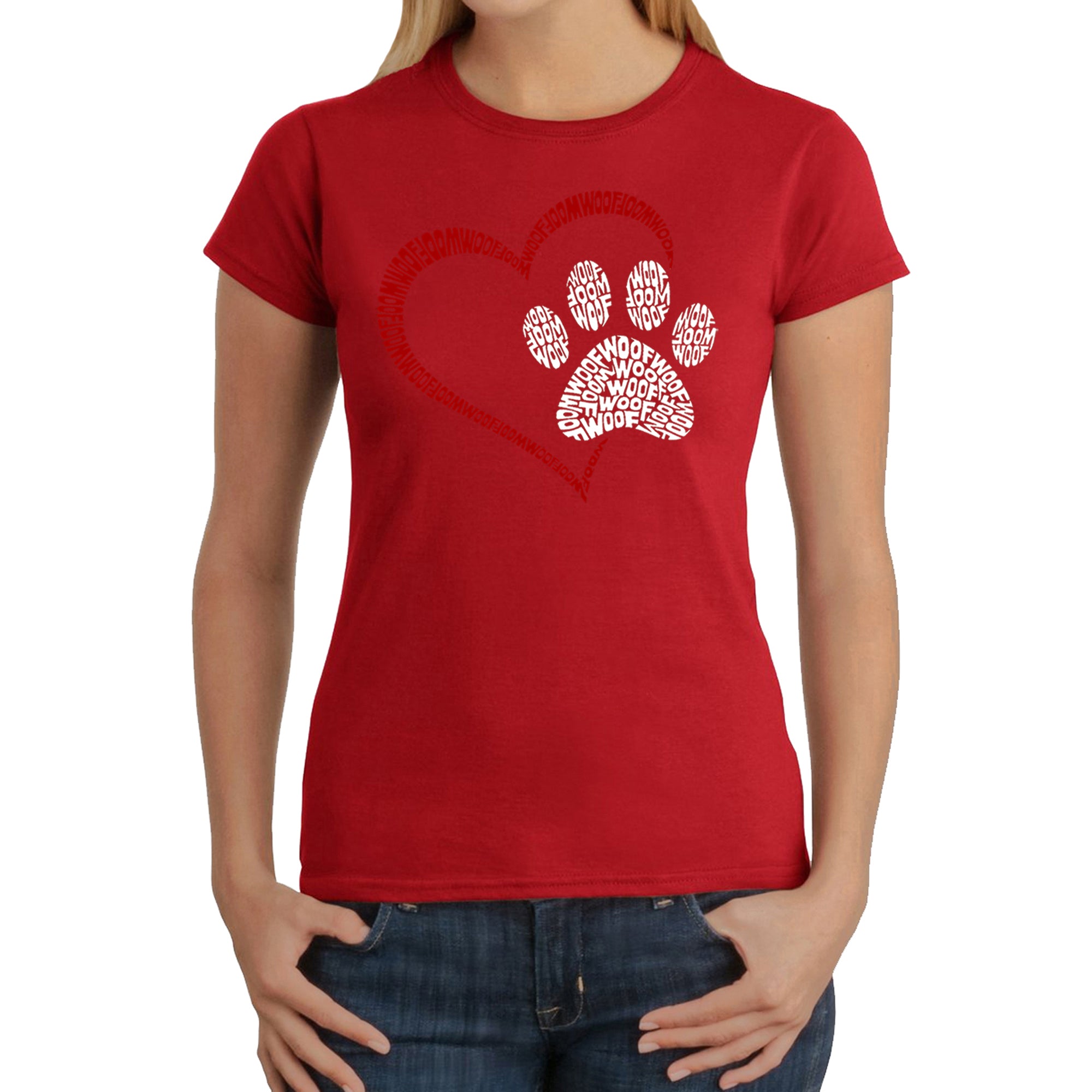 Paw Heart - Women's Word Art T-Shirt、mySite、camillekostekn