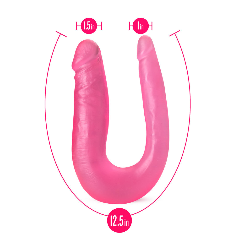 B Yours By Blush® | Sweet U-Shaped Double Sided Pink 12.5-Inch Long Double Dildo、mySite、bottomscart