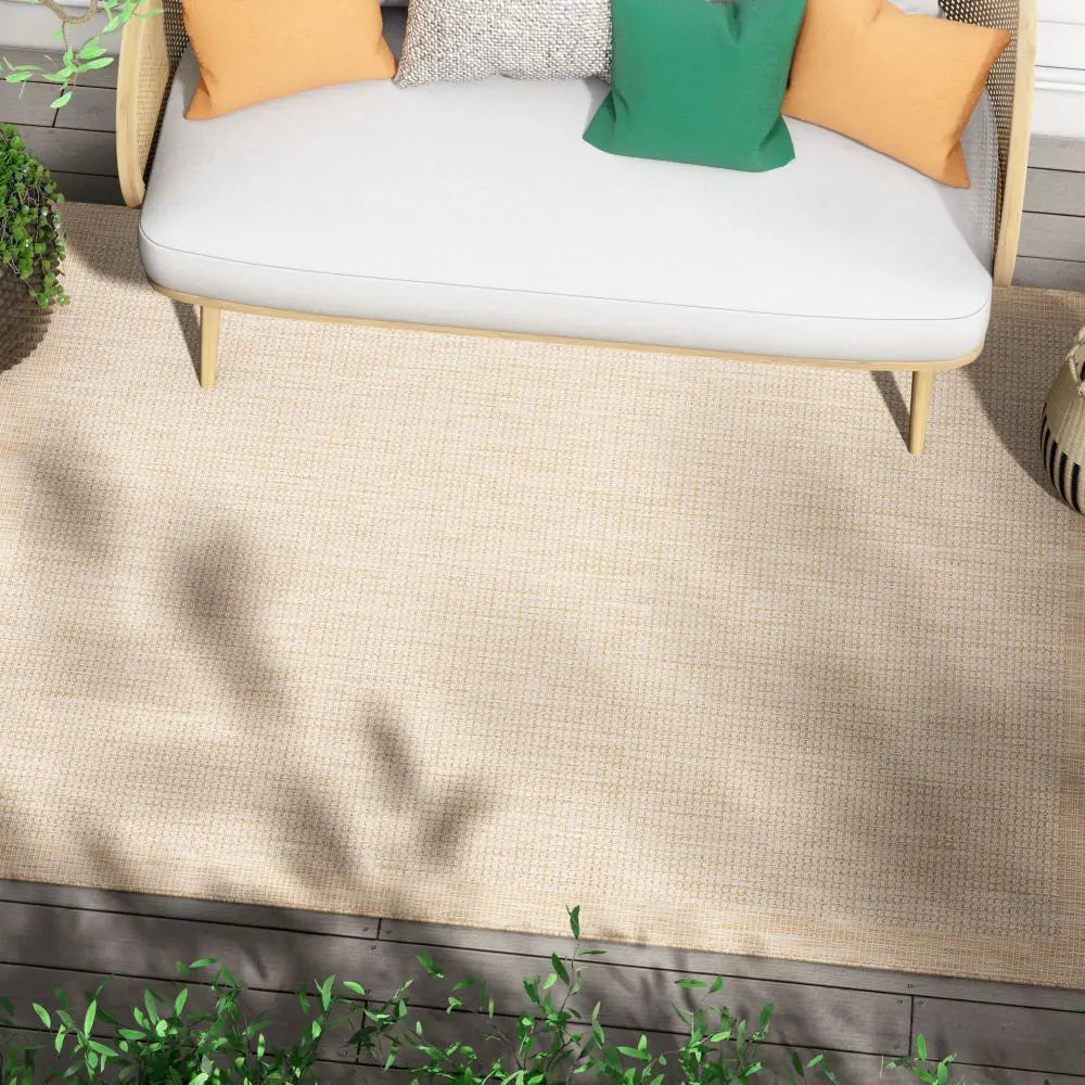 Odin Solid & Striped Border Indoor Outdoor Ivory Flatweave Rug、mySite、gigharbornorthrealestate