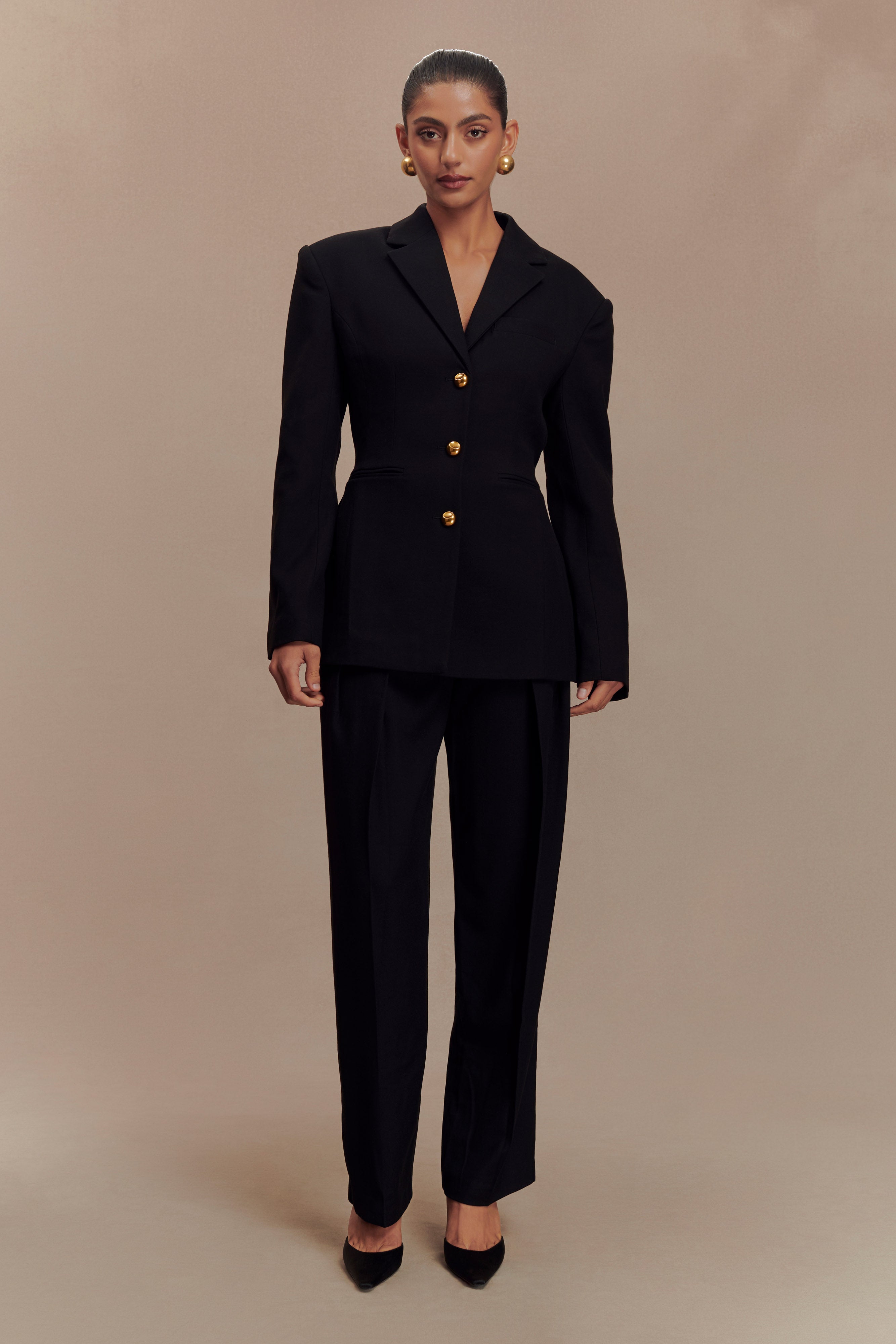 Bellamy Cinched Blazer - Black、mySite、solidvoid