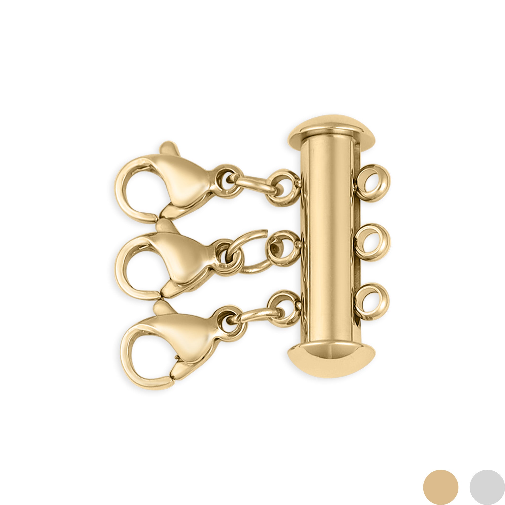 18K Gold PVD Stainless Steel 3 Row Layering Necklace Magnetic Clasp / ENC0029、mySite、dreamappss