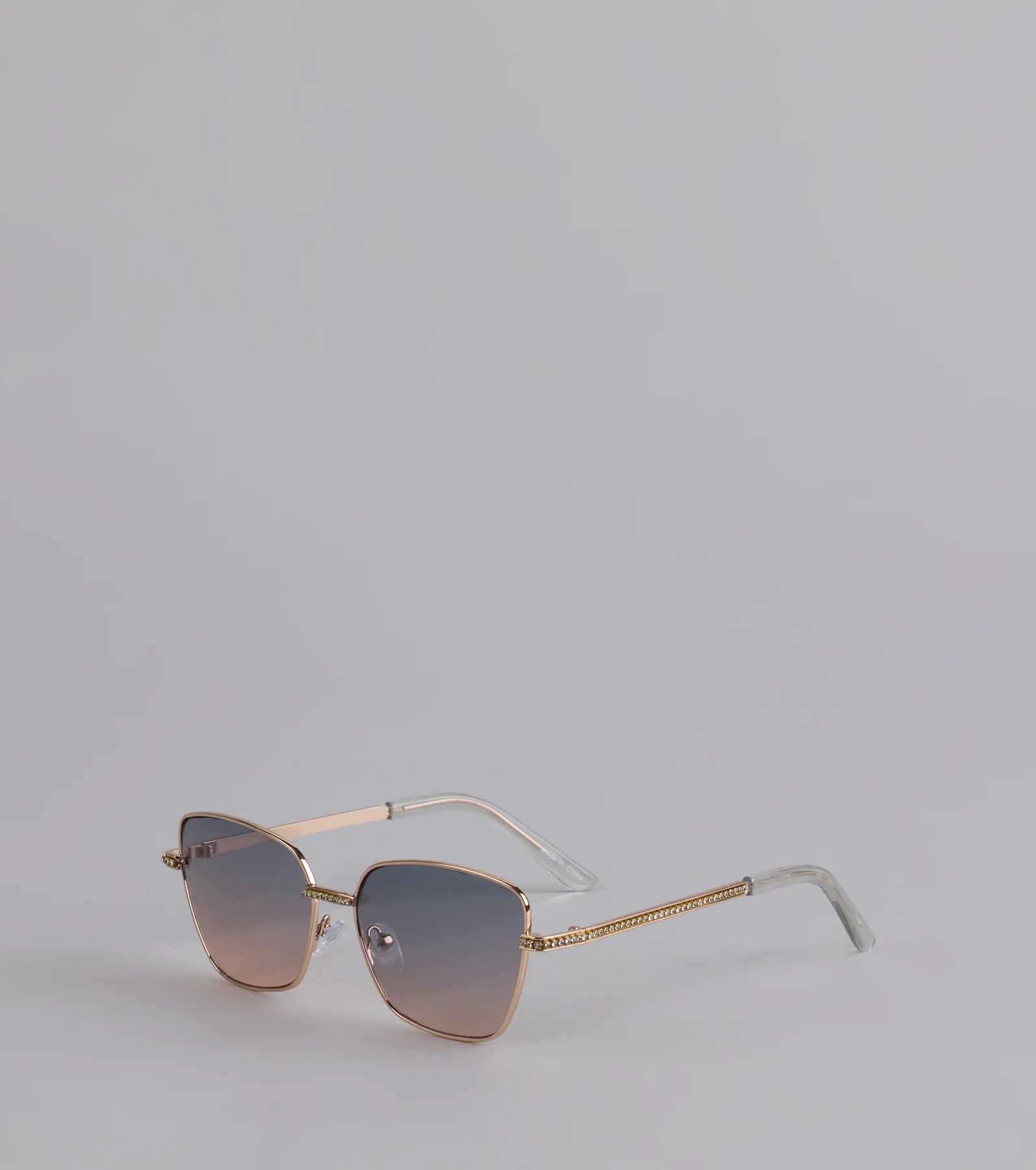  Too Glam To Shade Square Rhinestone Trim Sunglasses、mySite、justintrudeaud