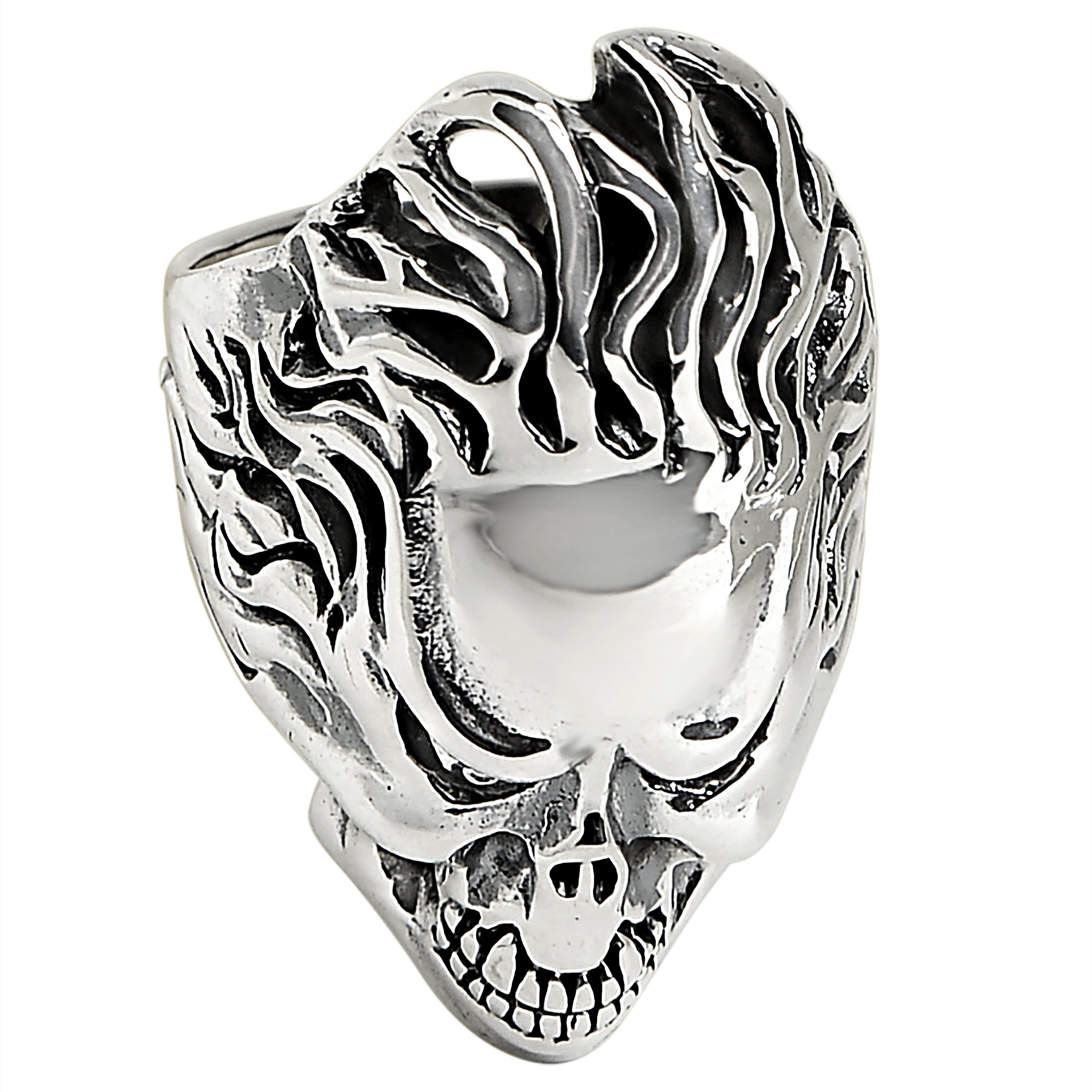 Sterling Silver Skull Flaming Hair Ring / SSR0025、mySite、dreamappss