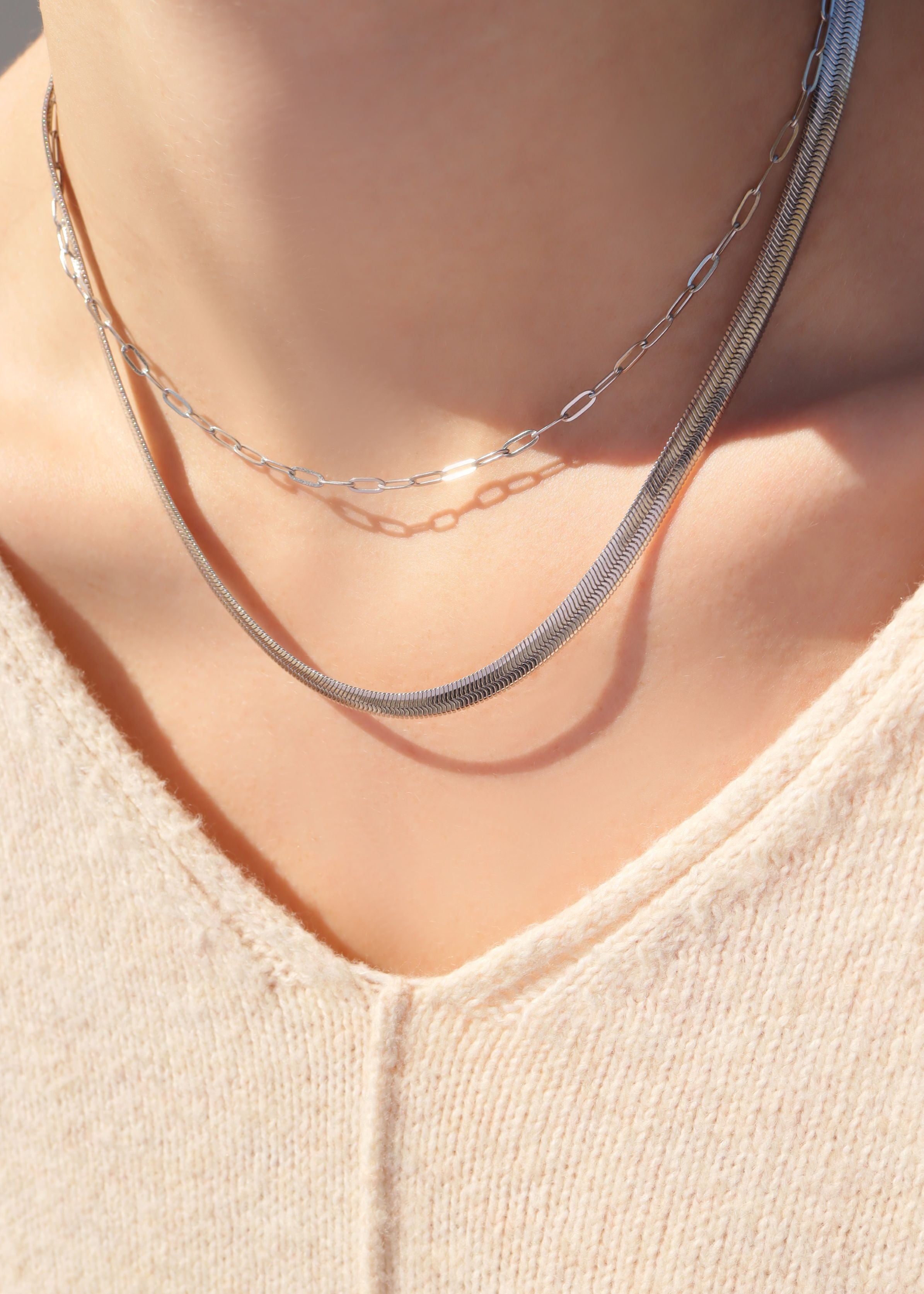 Stainless Steel Herringbone Chain Necklace / CHN9770、mySite、dreamappss