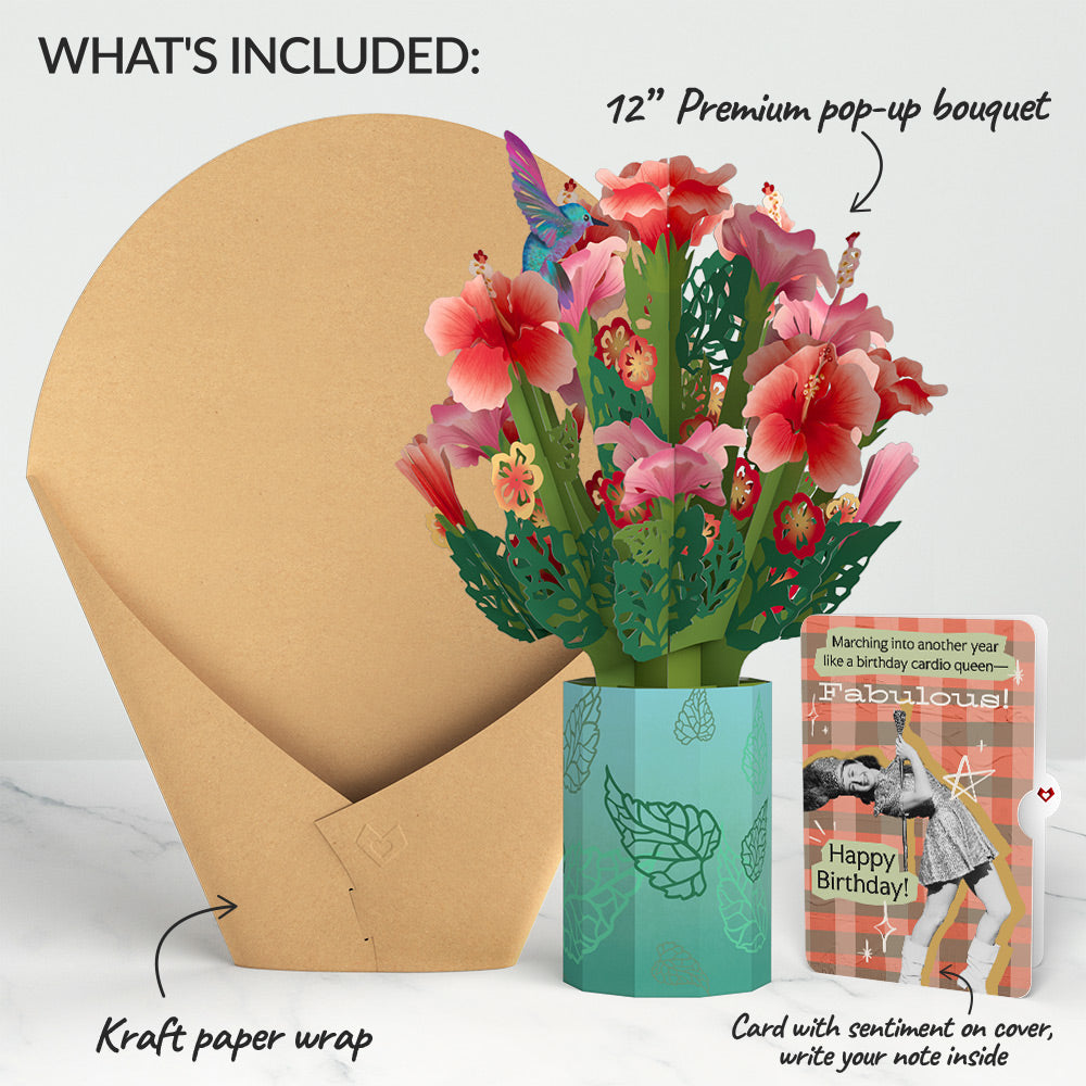 Hibiscus Birthday Bouquet and Cardio Queen Sentiment Set、mySite、solidvoid