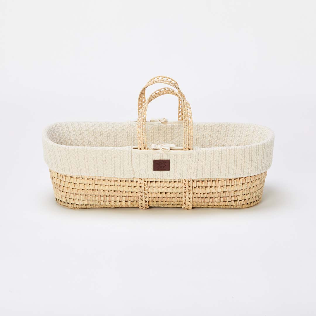  The Little Green Sheep Organic Knitted Moses Basket & Mattress - Linen、mySite、merchandisen