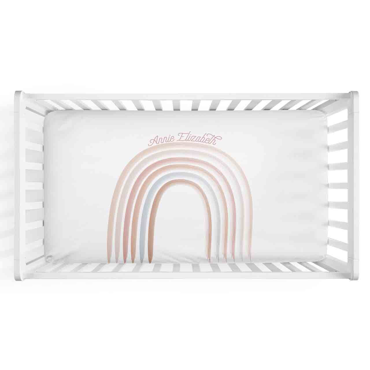  Watercolor Rainbow Girl Personalized Crib Sheet、mySite、layawaytickets