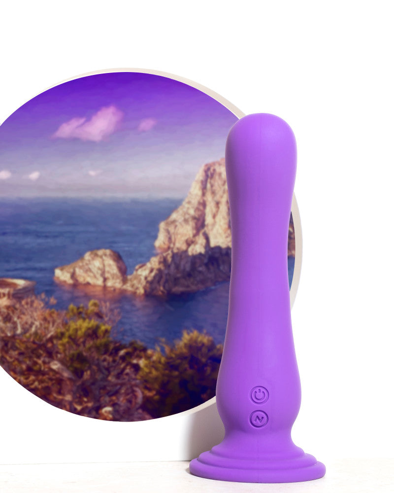 Impressions By Blush® | Ibiza Curved G-Spot Plum 7.75-Inch Long Rechargeable Vibrating Dildo With Suction Cup Base、mySite、bottomscart